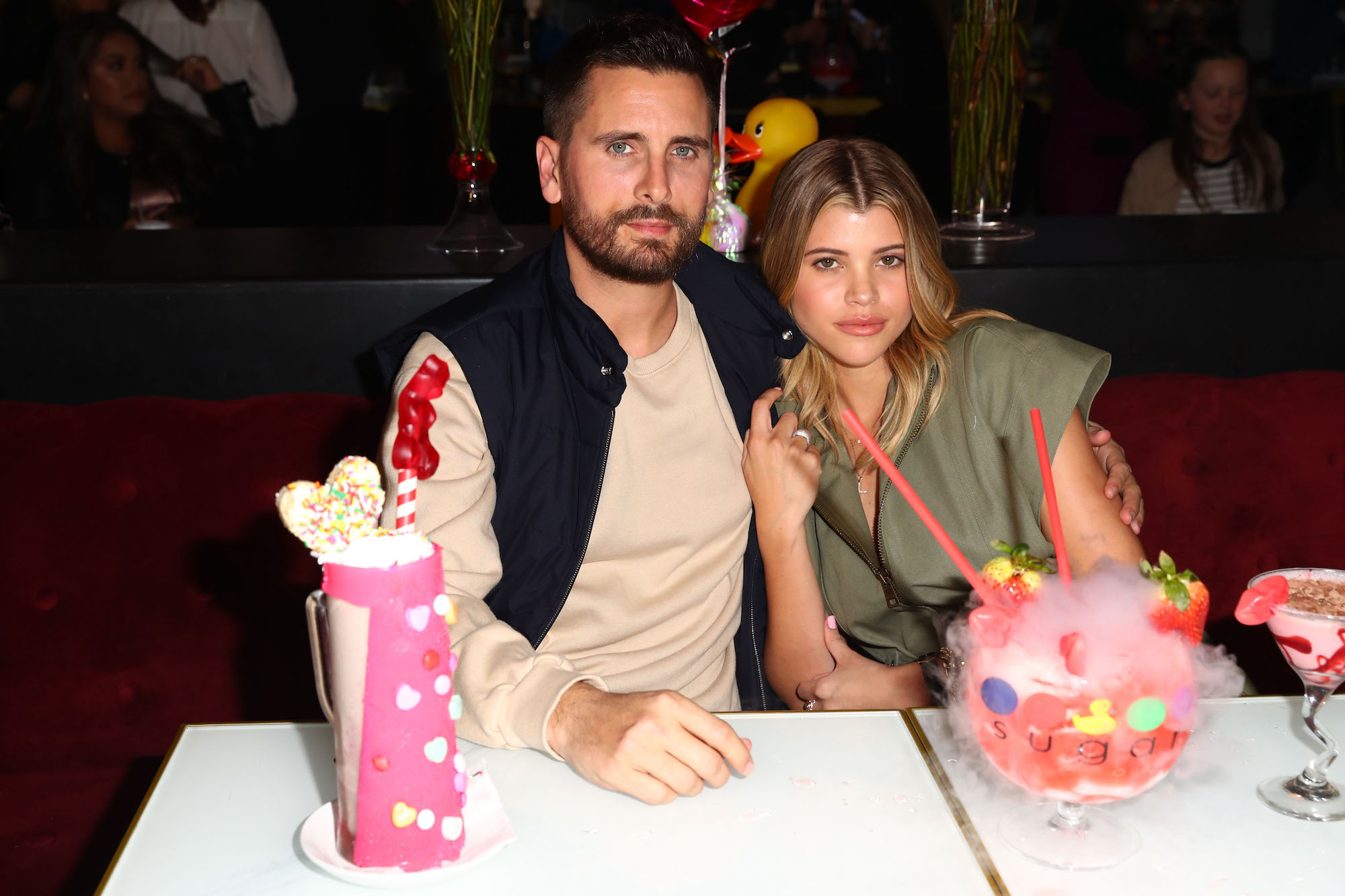 Scott Disick and Sofia Richie attending The Sugar Factory's San Diego opening in 2019