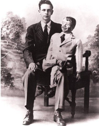 Don Knotts in 1943 age 19, with his ventriloquist's puppet