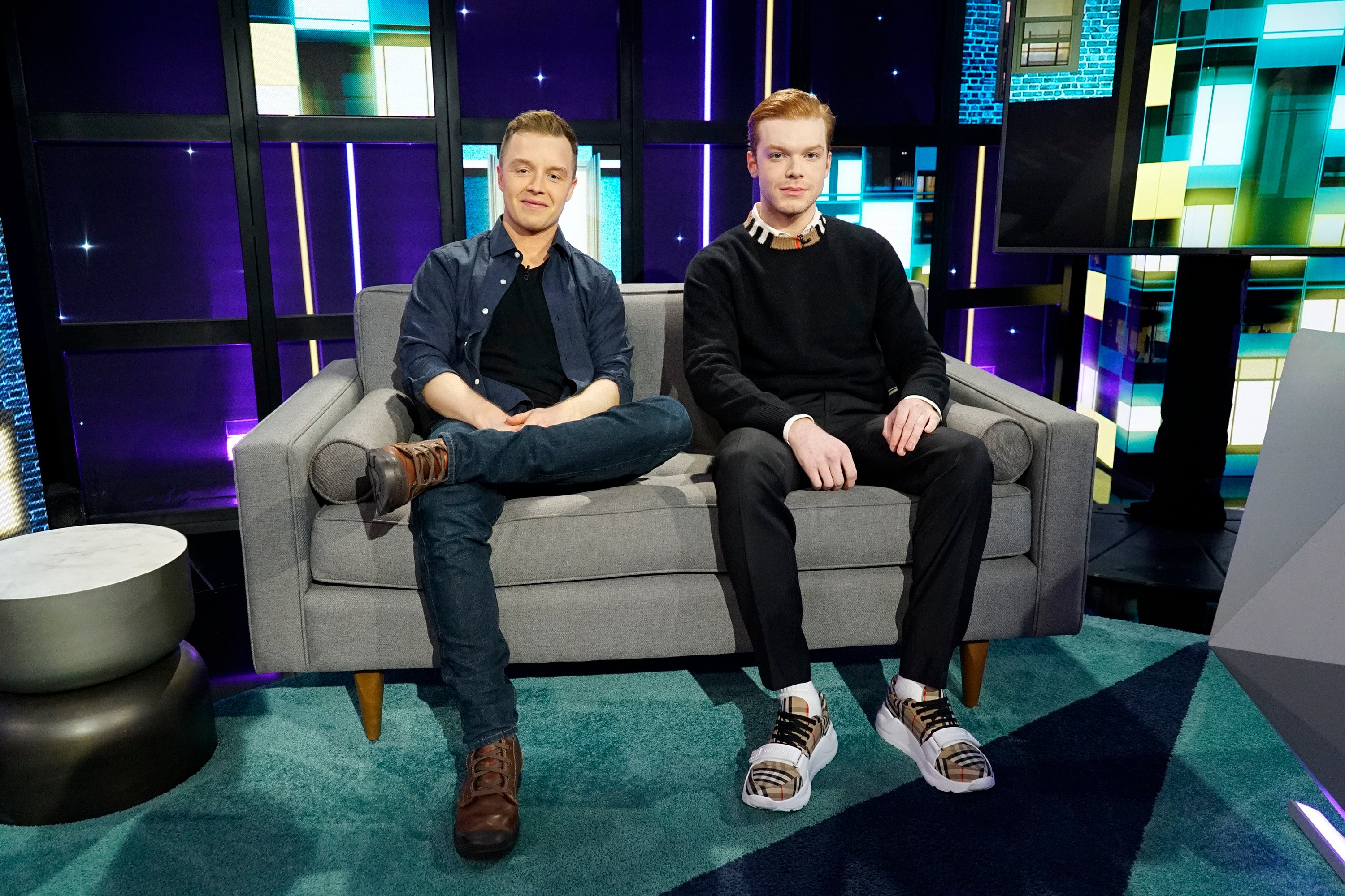 'A Little Late with Lilly Singh' -- Episode 173 -- Pictured: (l-r) Noel Fisher, Cameron Monaghan