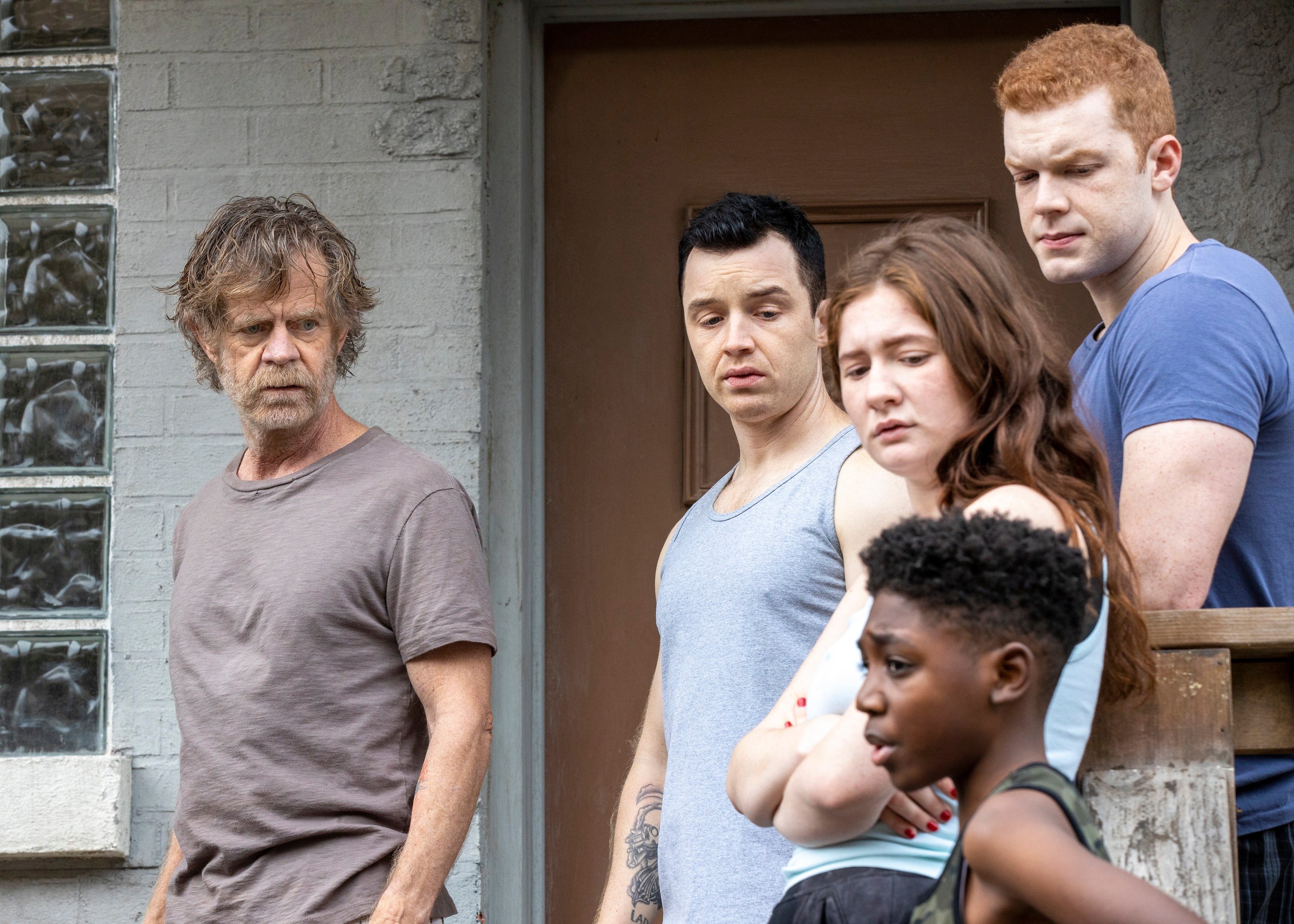 Shameless cast members William H. Macy, Noel Fisher, Cameron Monaghan, Emma Kenney, and Christian Isaiah