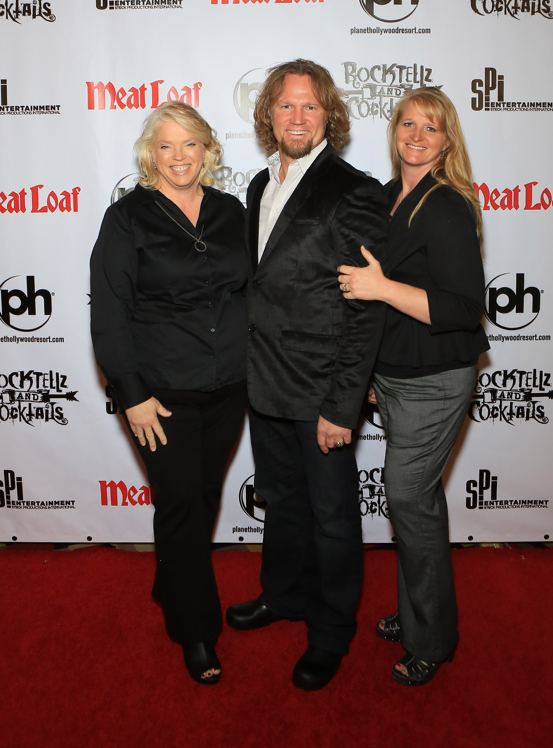 Janelle Brown, Kody Brown and Christine Brown arrive at 'Rocktellz Cocktails Presents Meat Loaf' at Planet Hollywood Resort and Casino 