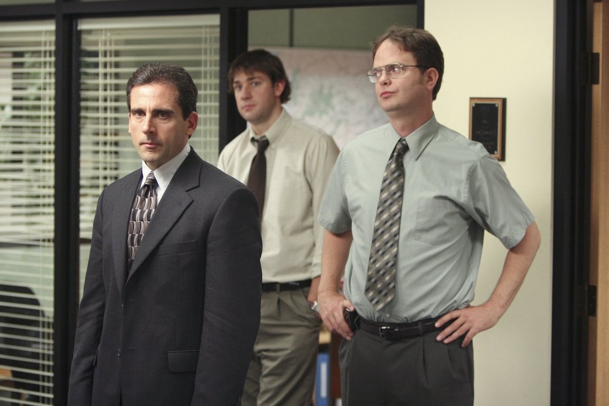 Steve Carell, John Krasinski, and Rainn Wilson in 'The Office' 