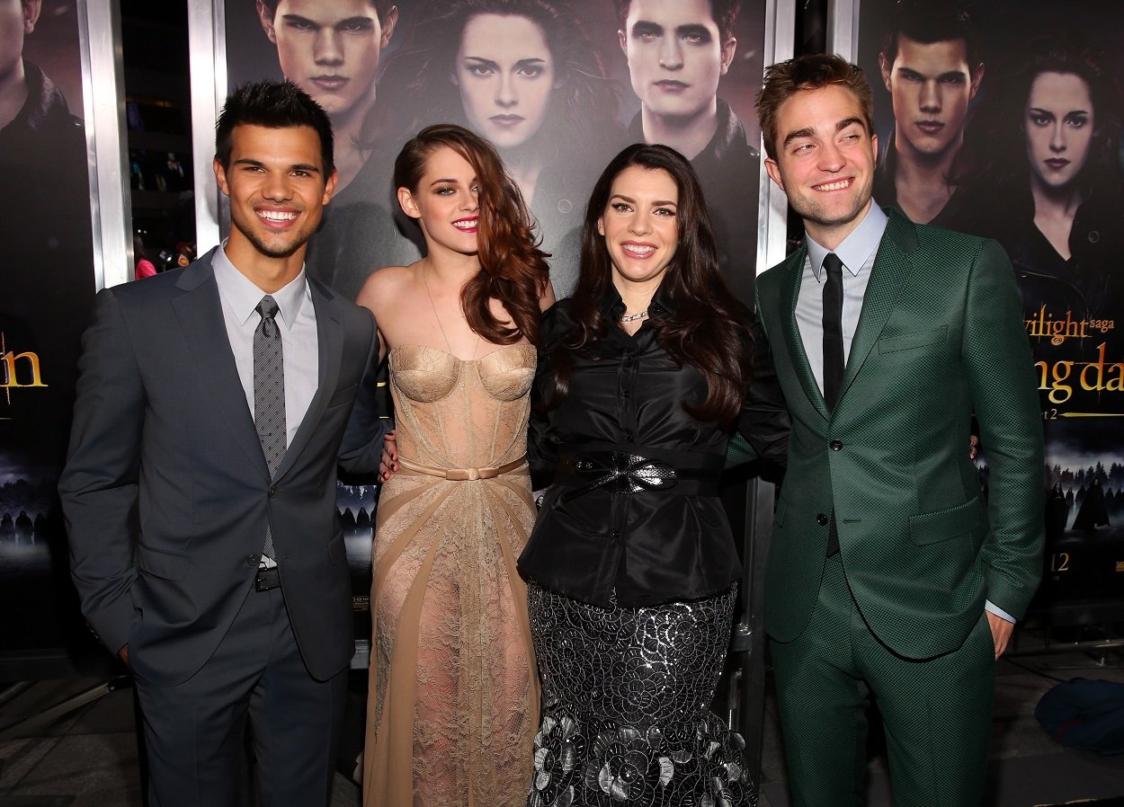 Taylor Lautner, Kristen Stewart, Stephenie Meyer, and Robert Pattinson attend Twilight movie premiere