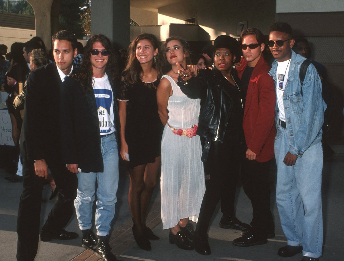 Norman Korpi, Andre Comeau, Julie Oliver, Rebecca Blasband, Heather B., Eric Nies and Kevin Powell of The Real World New York Cast at the VMAs.