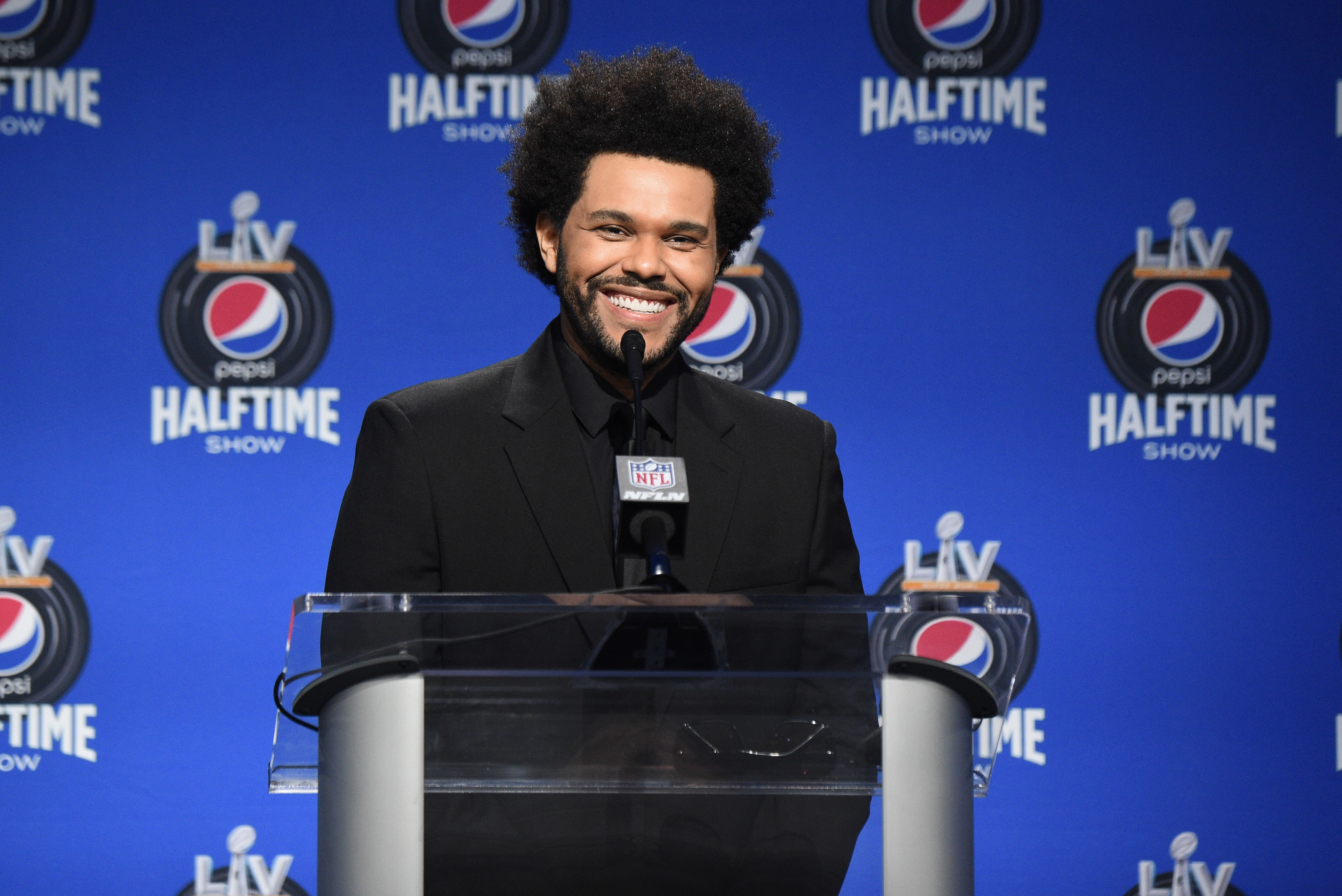 The Weeknd at a Super Bowl 55 presser