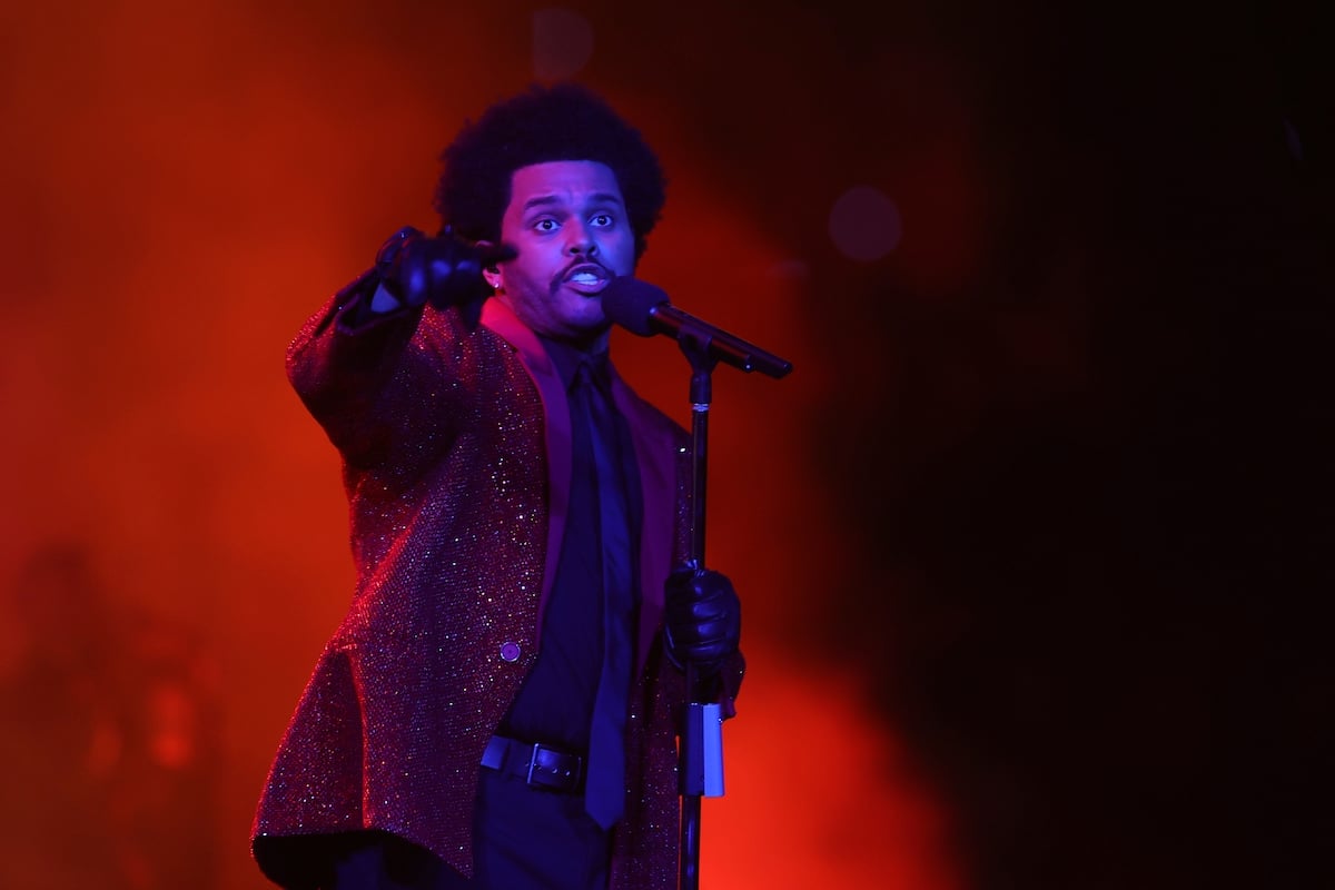 The Weeknd performs during the Pepsi Super Bowl LV Halftime Show at Raymond James Stadium in Tampa, Florida