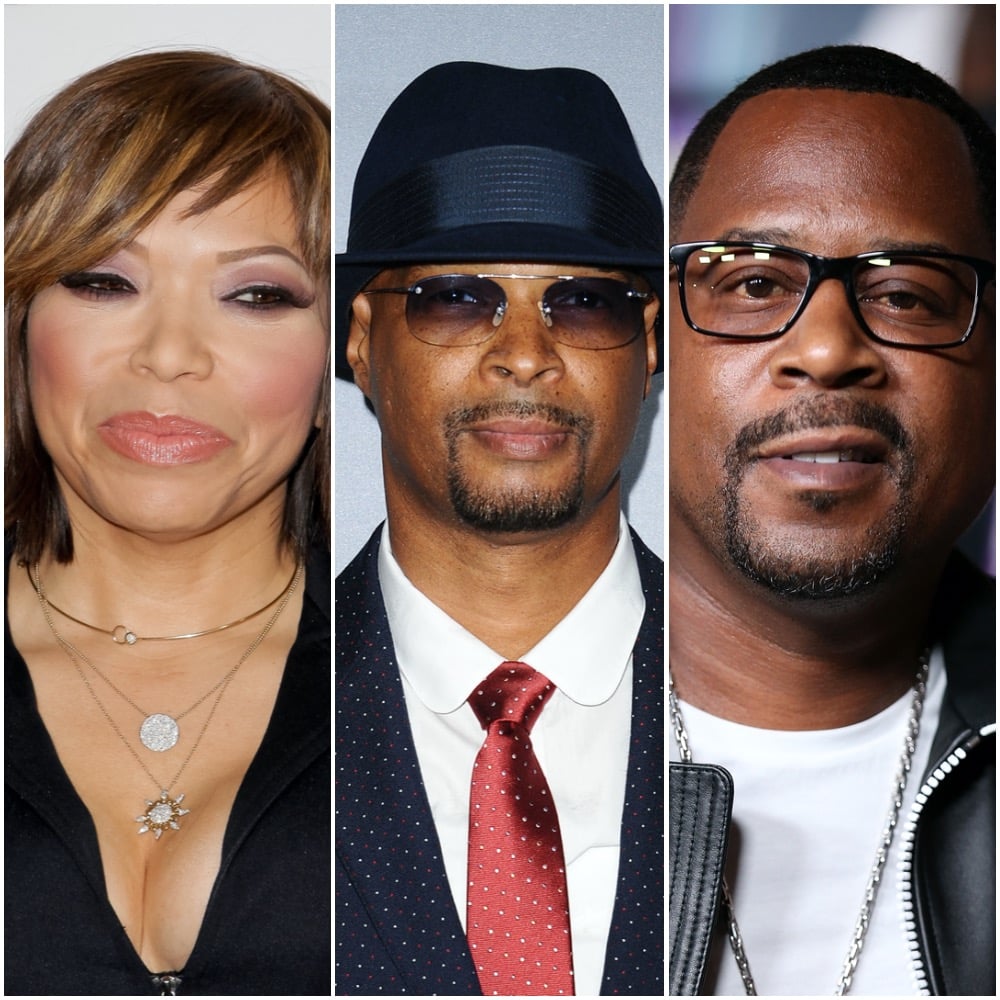 A photo collage of Tisha Campbell-Martin, Damon Wayans, and Martin Lawrence