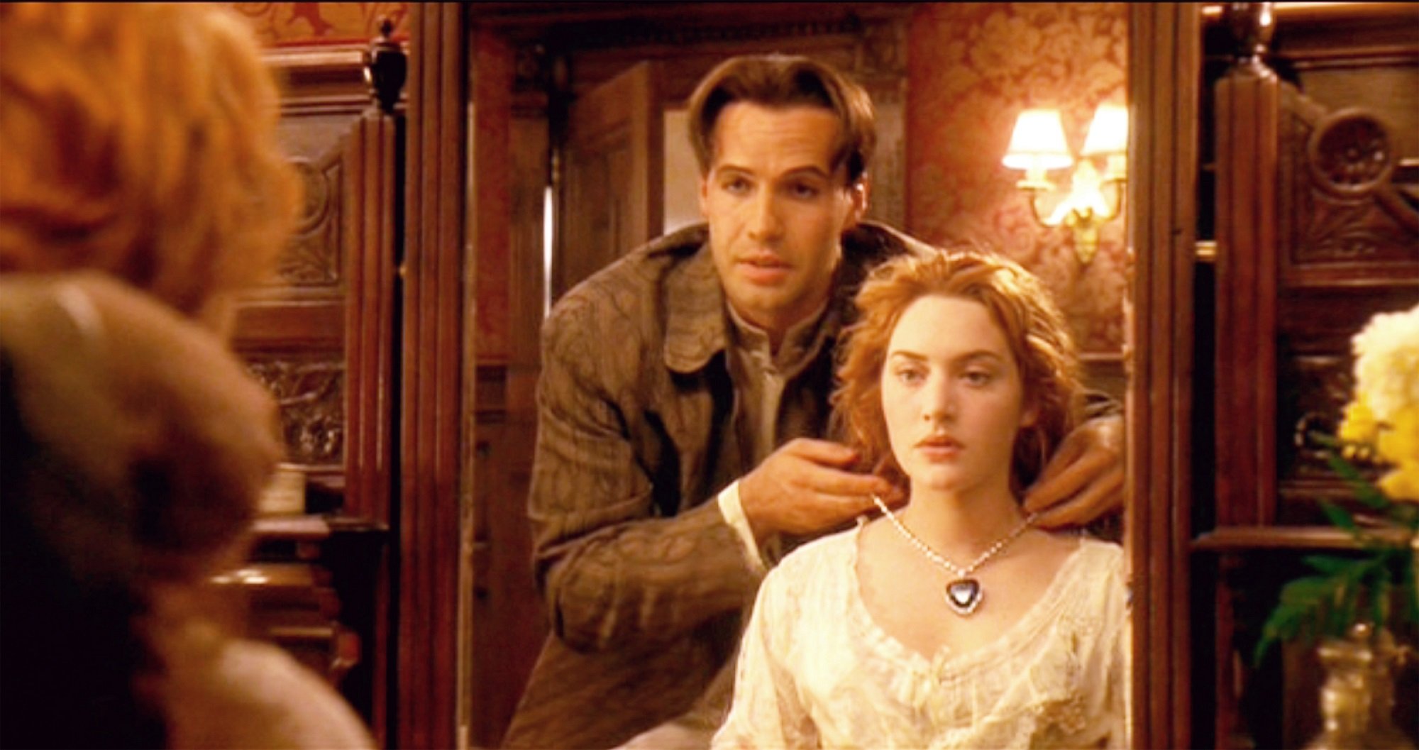 Billy Zane as Caledon 'Cal' Hockley and Kate Winslet as Rose DeWitt Bukater in the 1997 film 'Titanic'