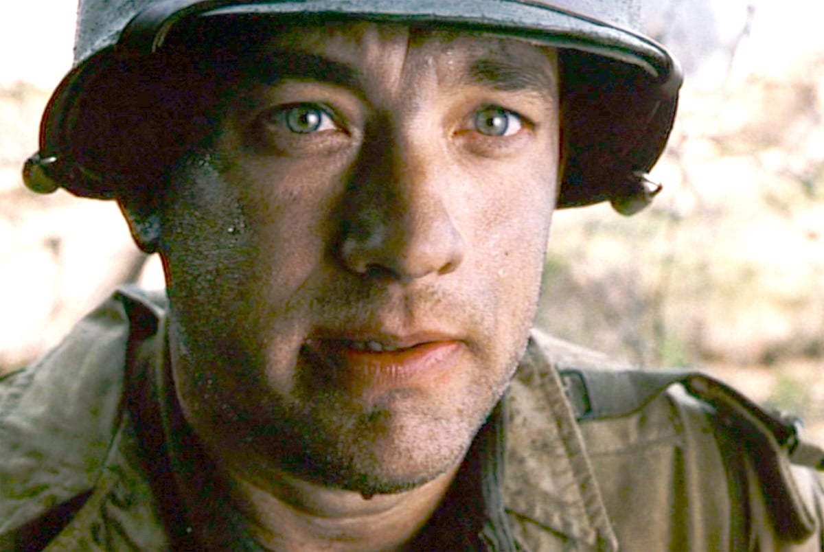 Seen here, Tom Hanks (as Captain John Miller), takes a moment to reflect, upon surviving D-Day in 'Saving Private Ryan.'