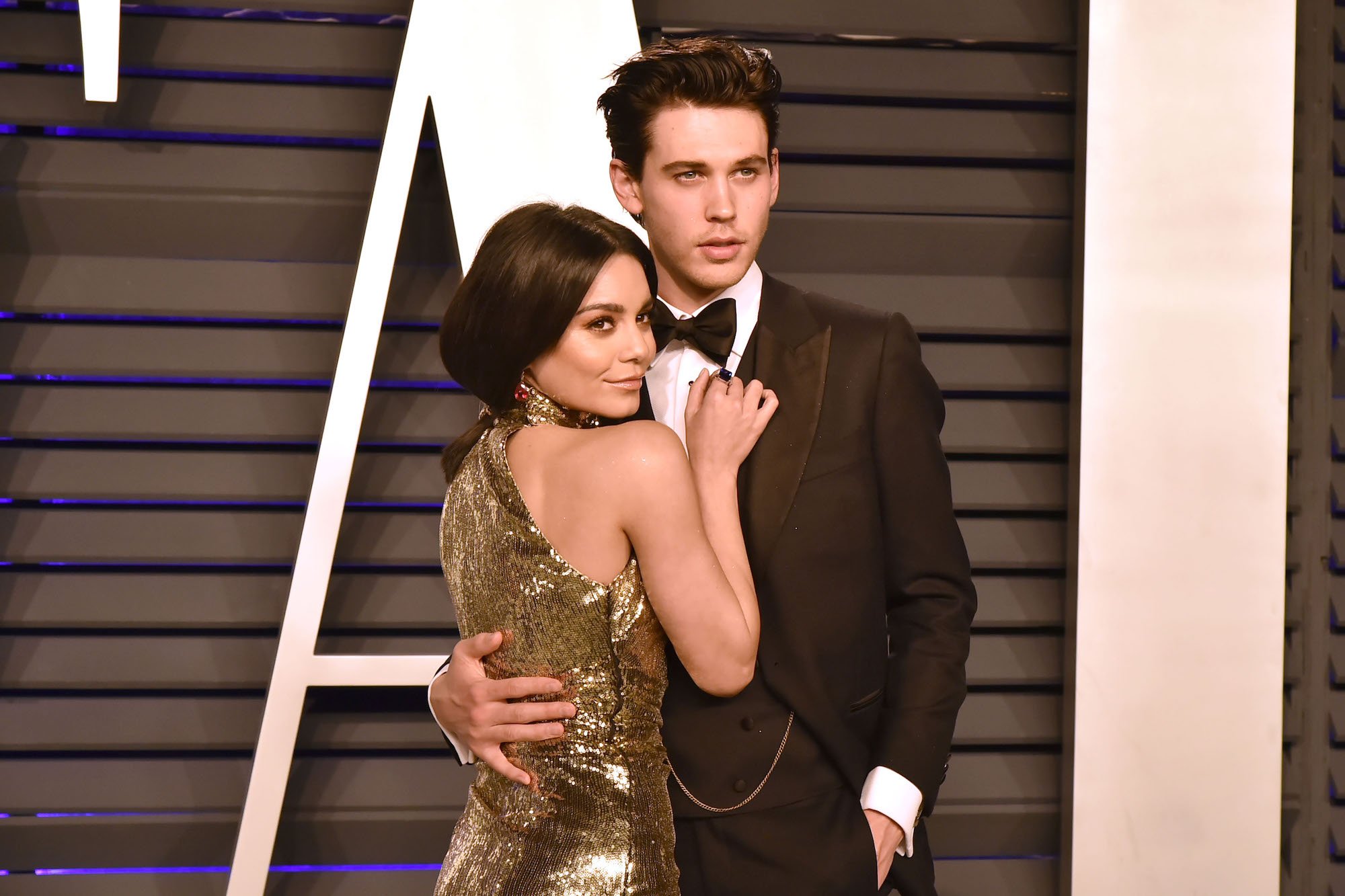 Vanessa Hudgens and Austin Butler attending the Vanity Fair Oscar Party in 2019