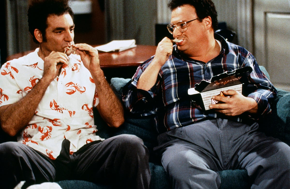 (l-r) Michael Richards as Cosmo Kramer, Wayne Knight as Newman