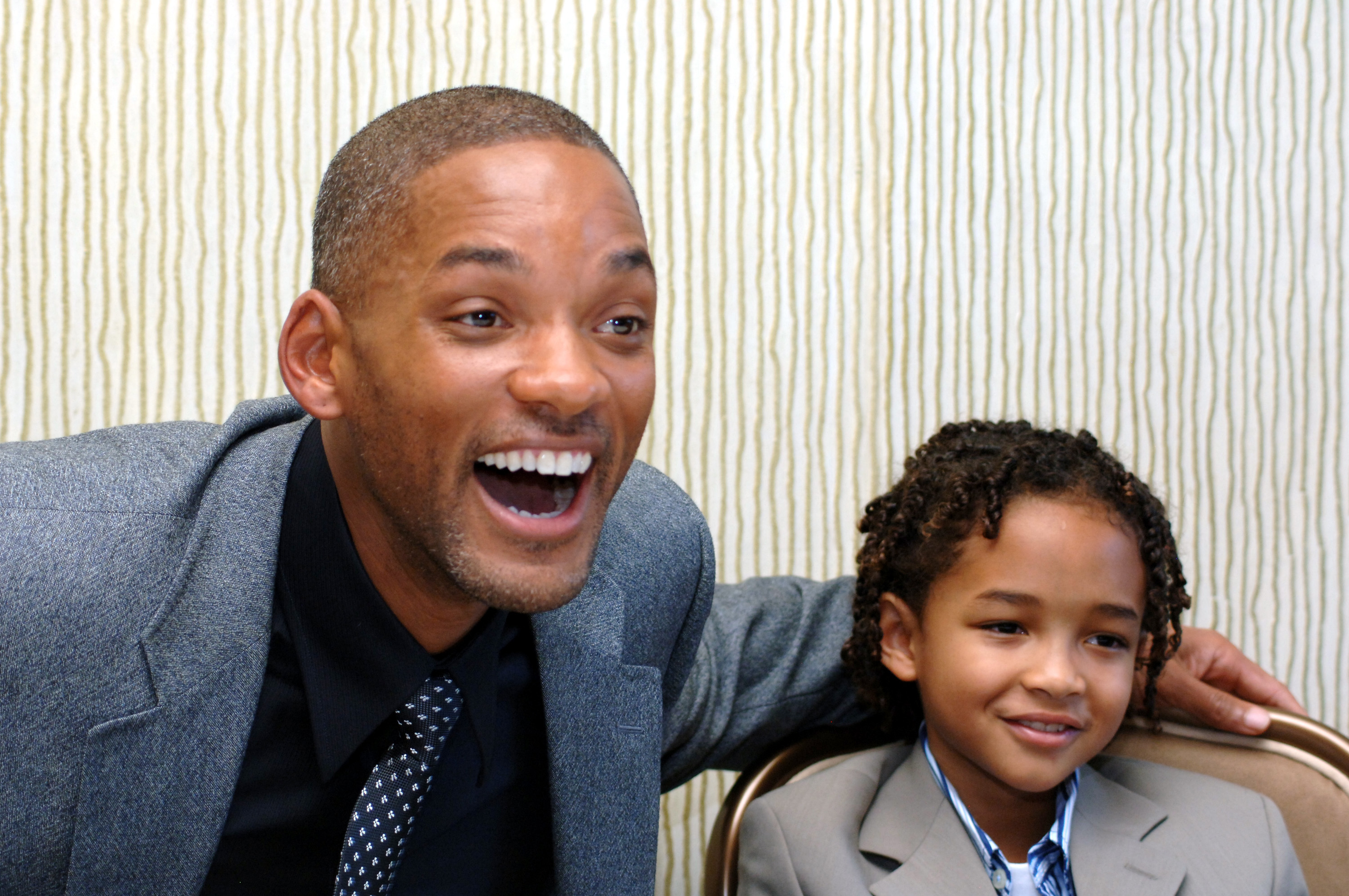 Will Smith and Jaden Smith at the Pursuit of Happyness press conference
