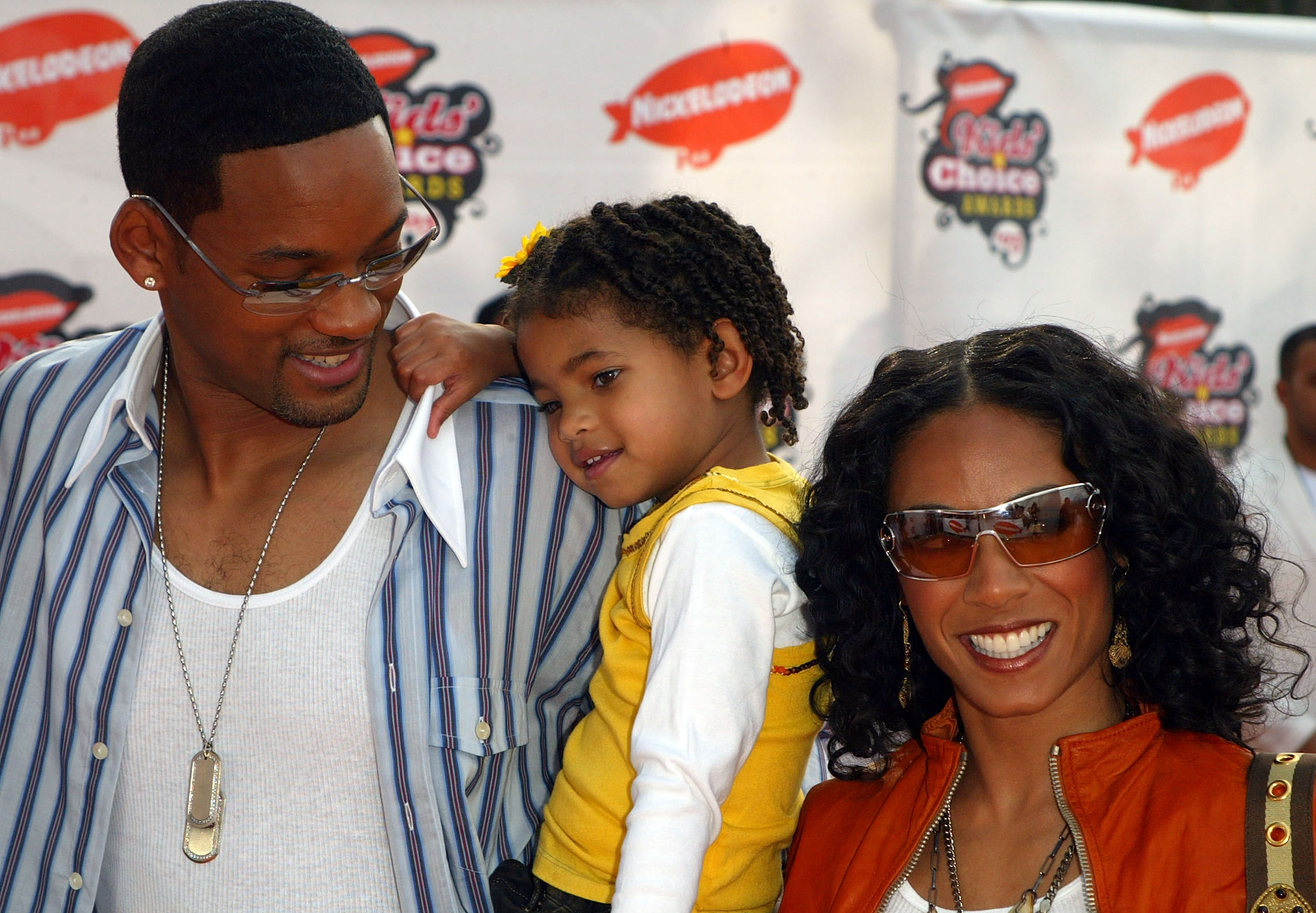 Will Smith with Jaden and Jada at the Kids Choice Awards