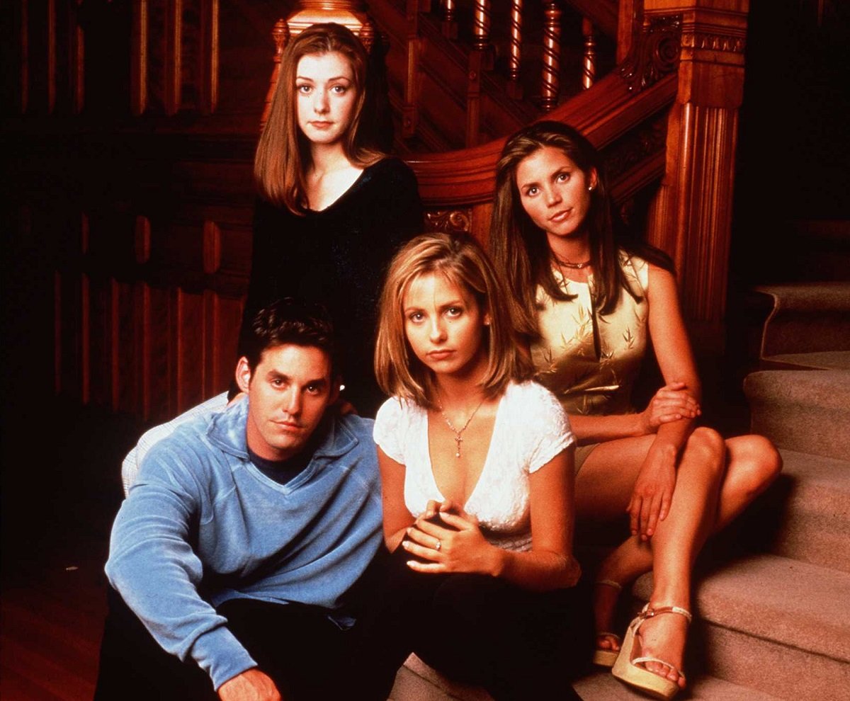 Clockwise from top left: Alyson Hannigan as Willow Rosenberg, Charisma Carpenter as Cordelia Chase, Sarah Michelle Gellar as Buffy, and Nicholas Brendon as Xander Harris in 'Buffy The Vampire Slayer.'