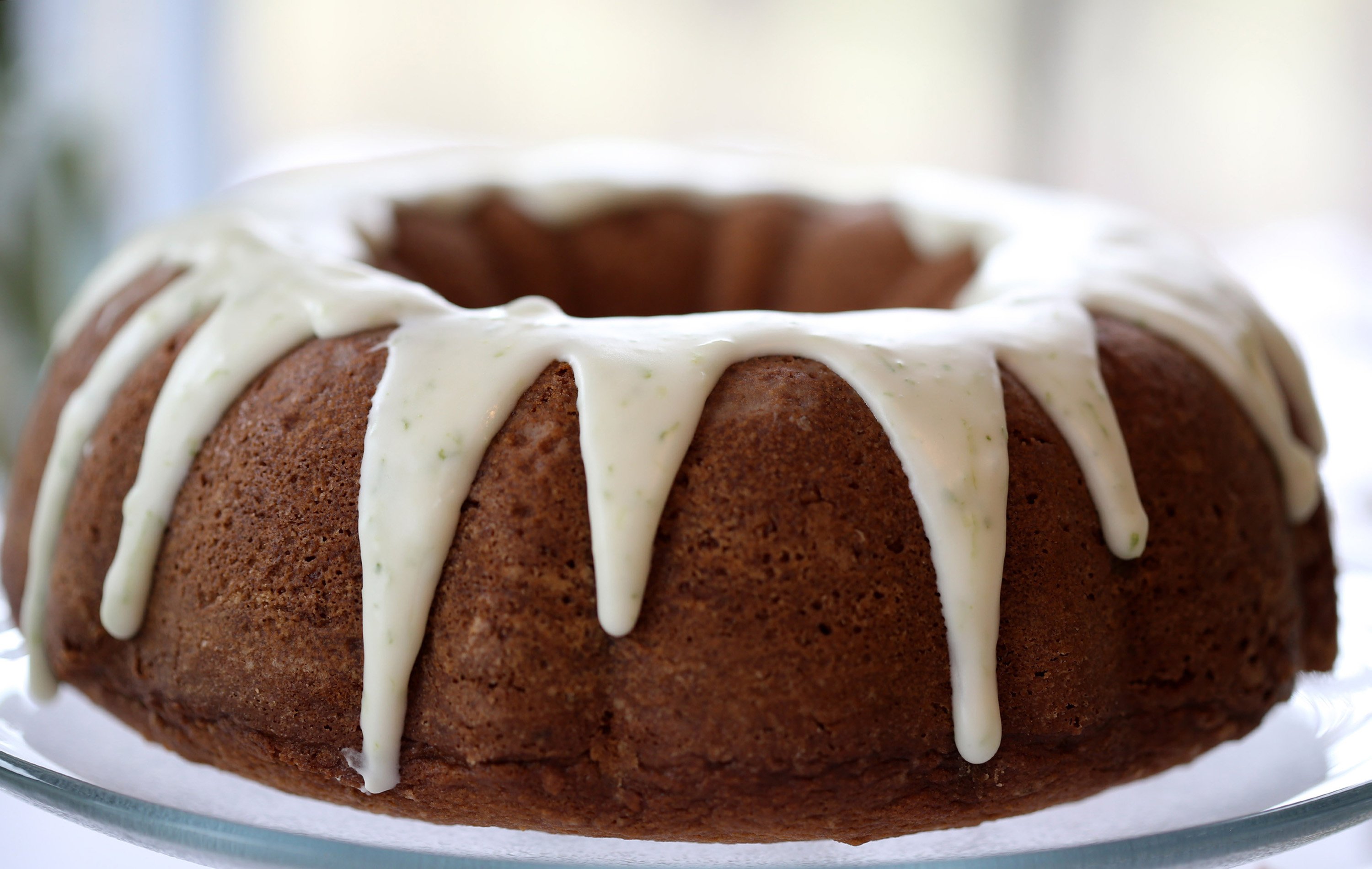 Bundt cake with white frosting