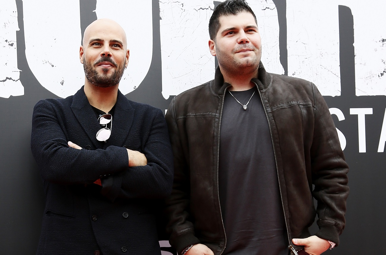 Marco D'Amore and Salvatore Esposito pose at a 'Gomorrah' photocall