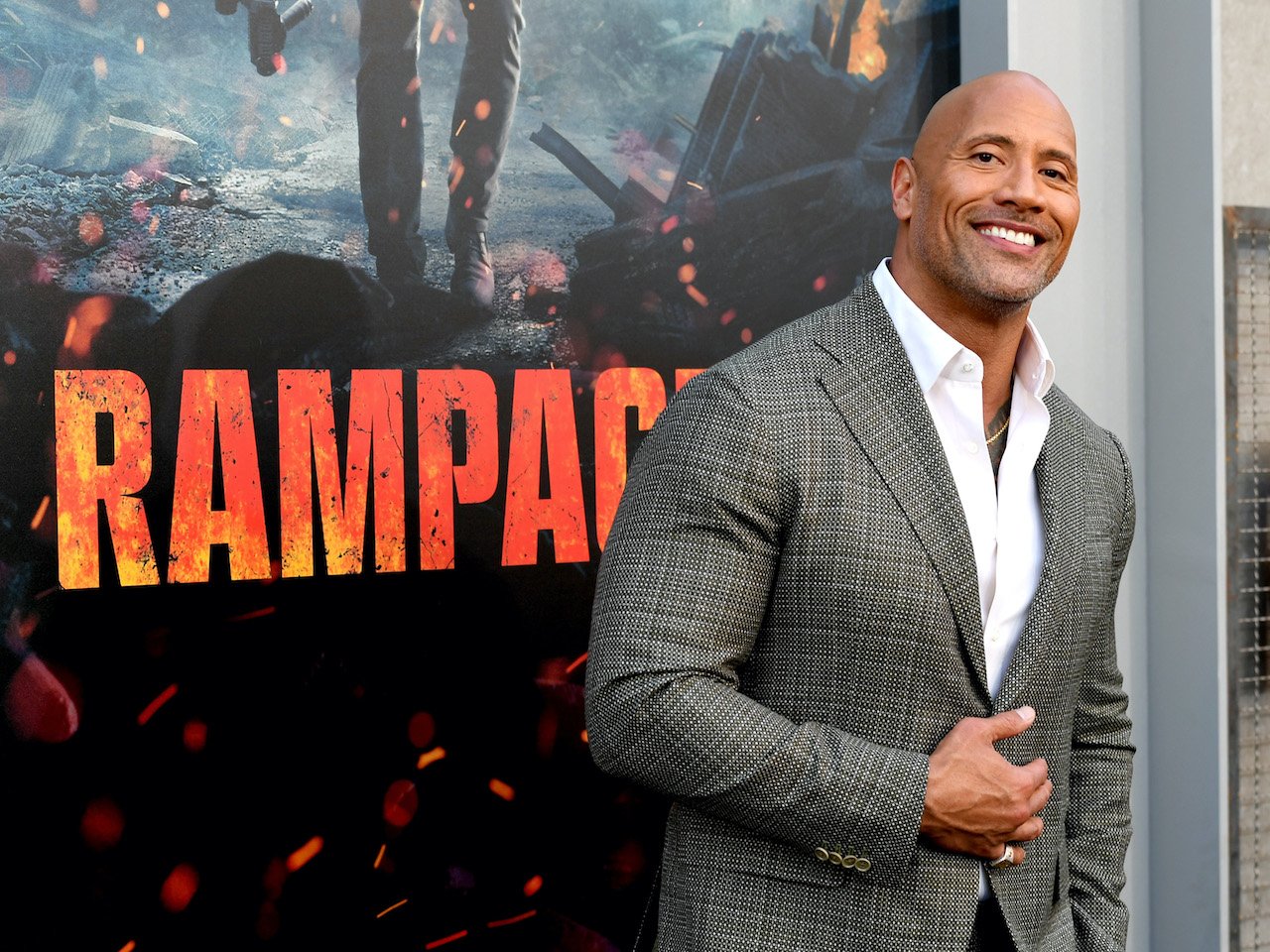 Dwayne Johnson at the premiere of Warner Bros. Pictures' "Rampage"