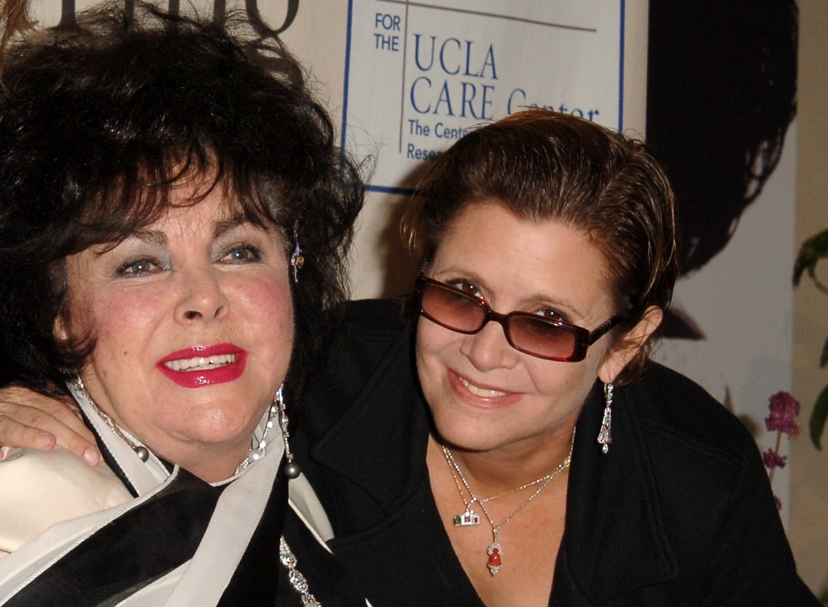 (L-R): Elizabeth Taylor and Carrie Fisher in Los Angeles, California, United States.