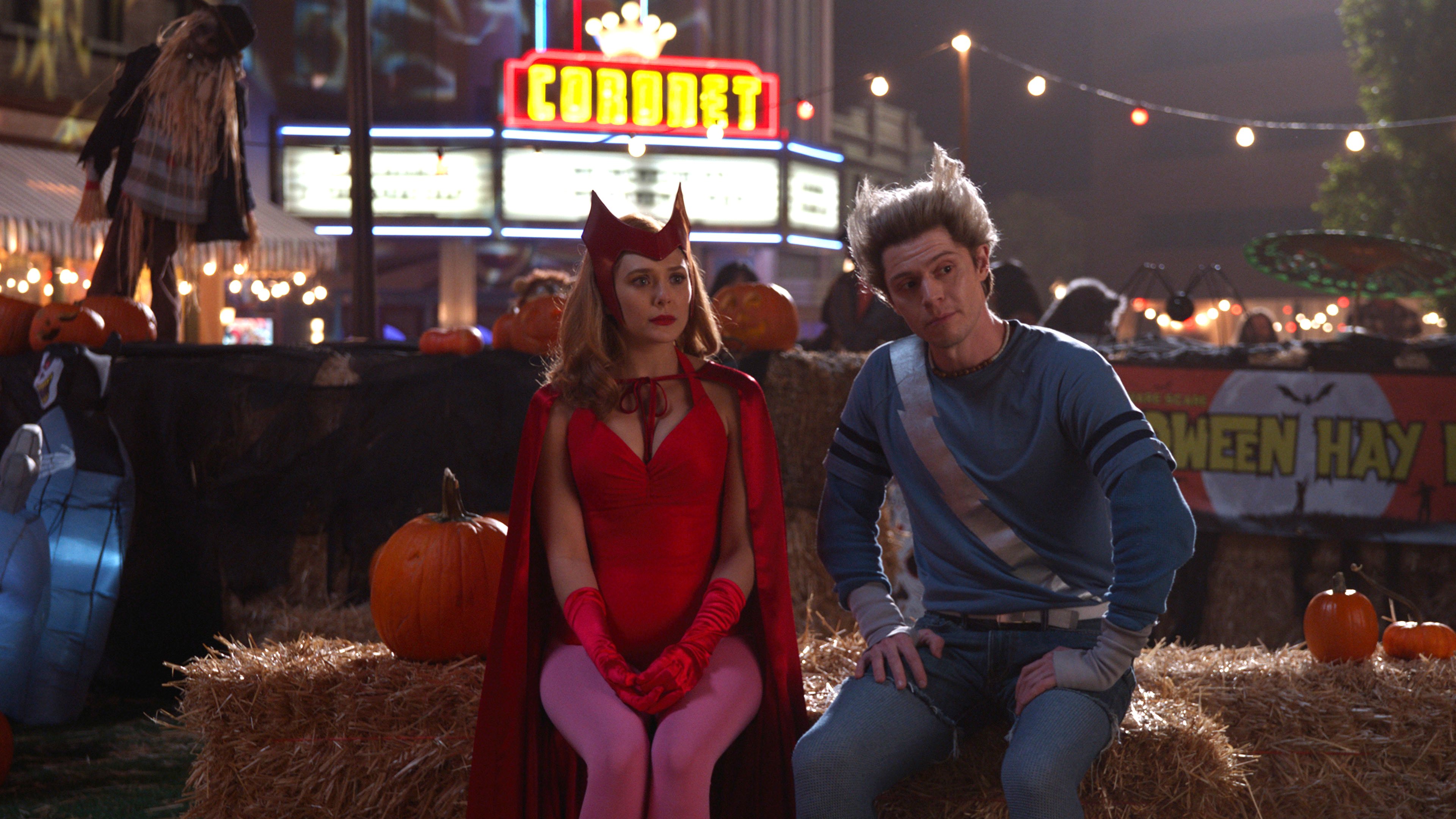 Elizabeth Olsen as Wanda Maximoff and Evan Peters as Pietro