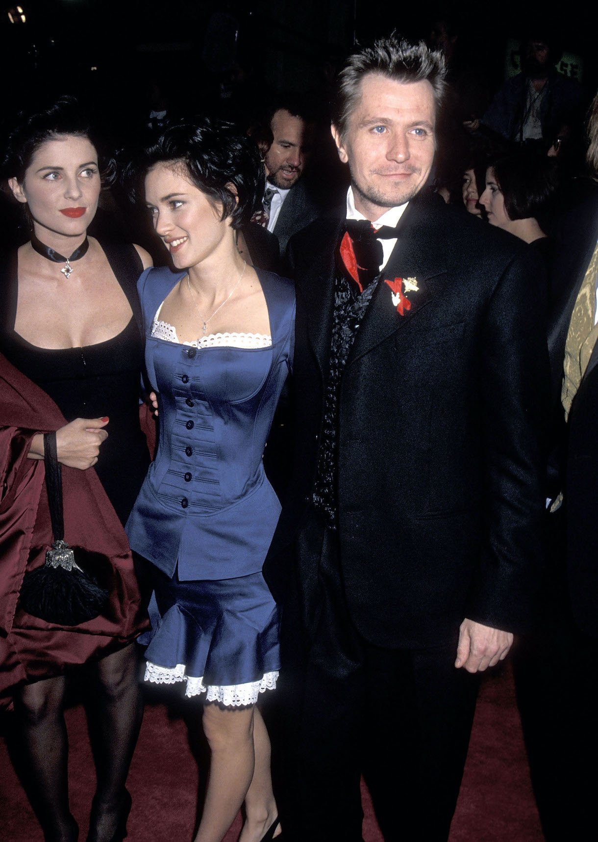 Sadie Frost, Winona Ryder and actor Gary Oldman attend the "Dracula" Hollywood Premiere in 1992