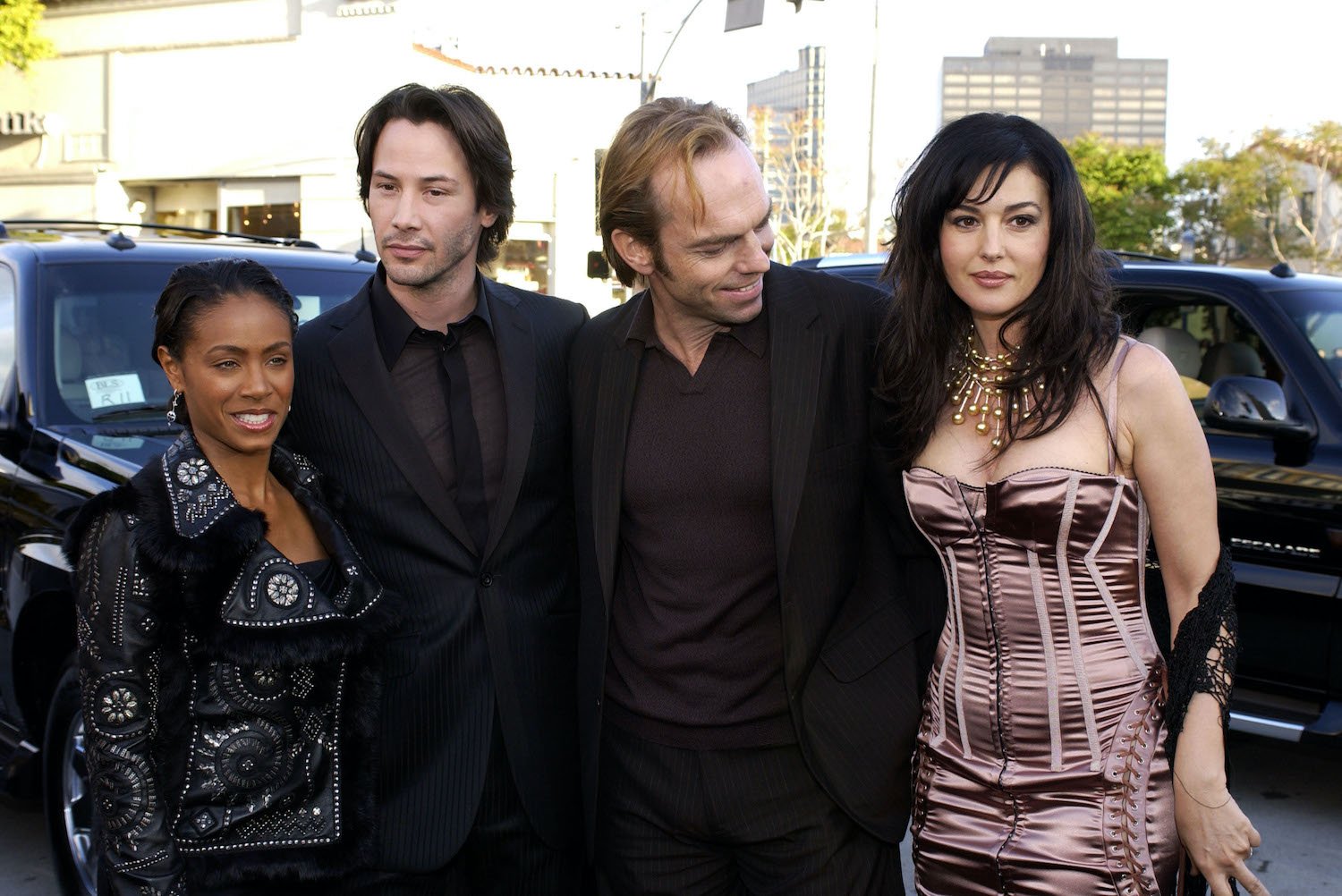 'The Matrix Reloaded' cast: Jada Pinkett-Smith, Keanu Reeves, Hugo Weaving, and Monica Bellucci