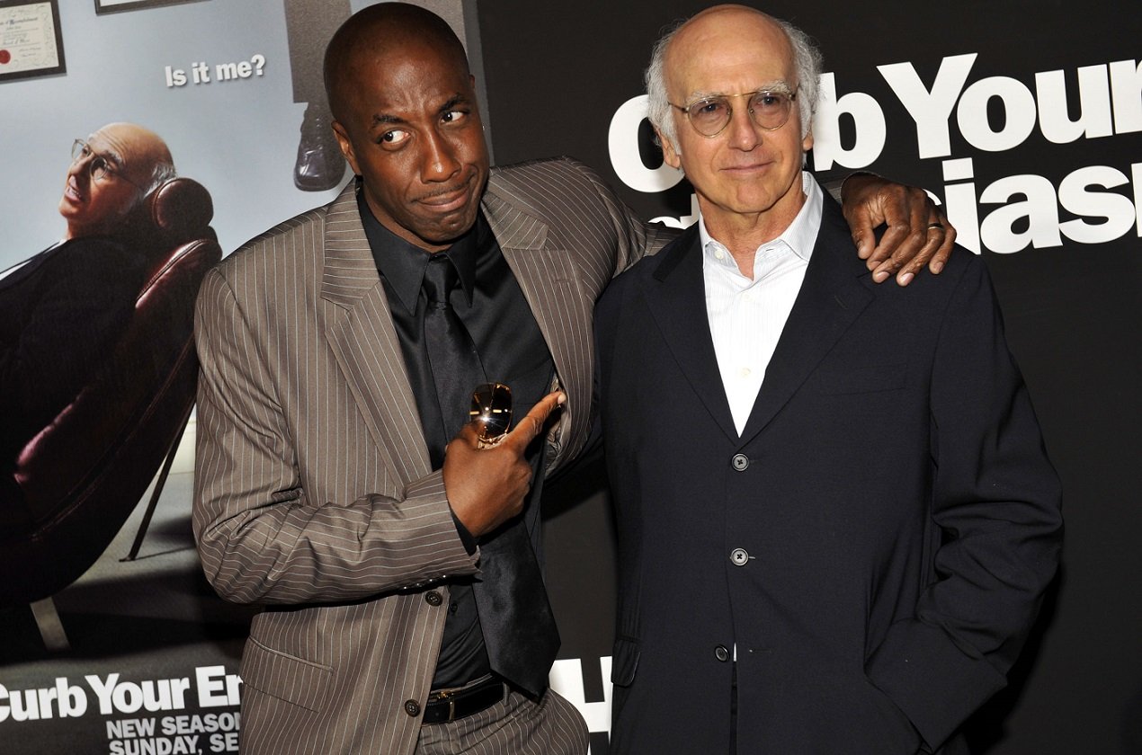 J.B Smoove and Larry David pose for a photo at a 'Curb' premiere