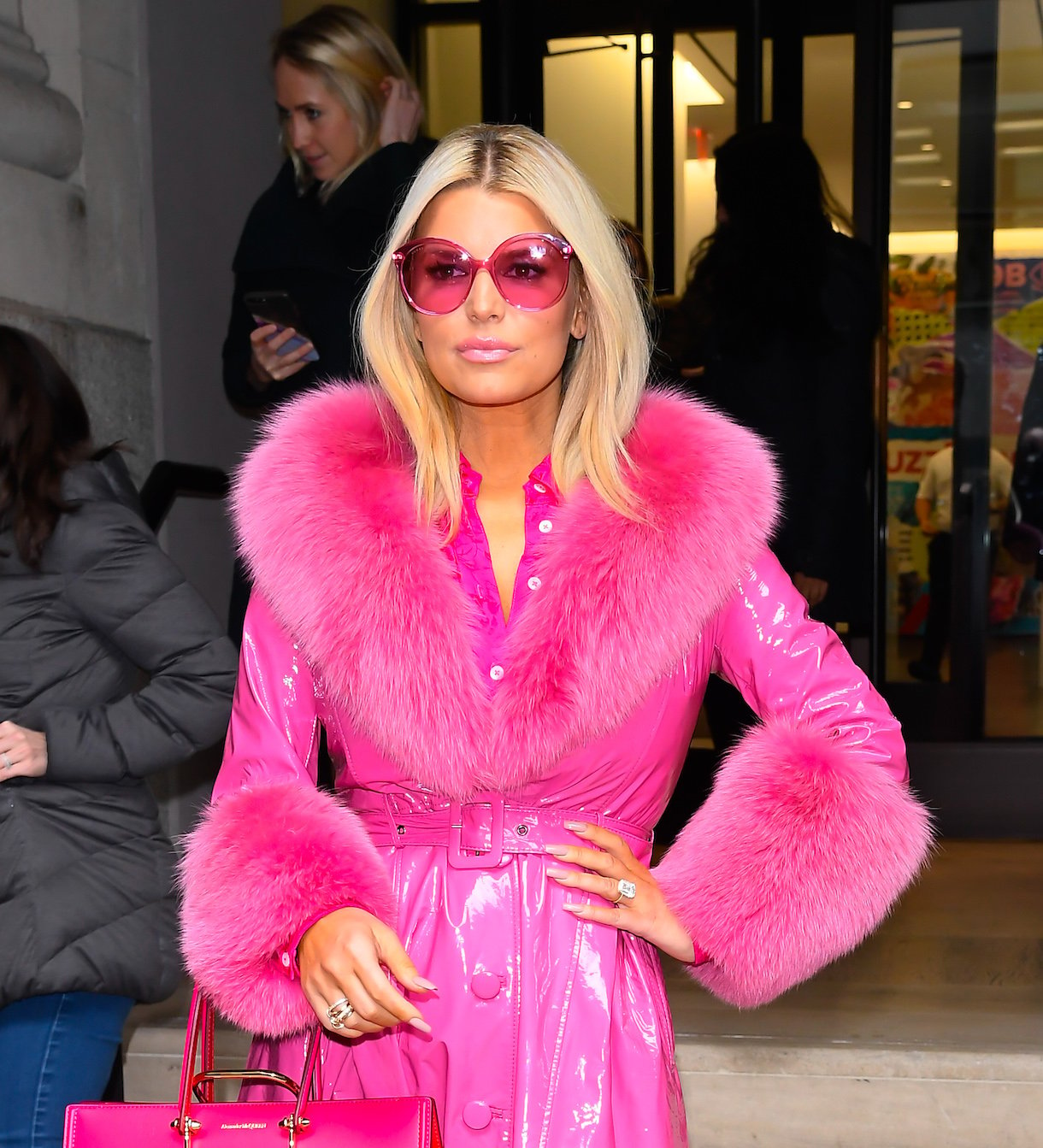 Jessica Simpson leaves BuzzFeed on February 4, 2020 in New York City