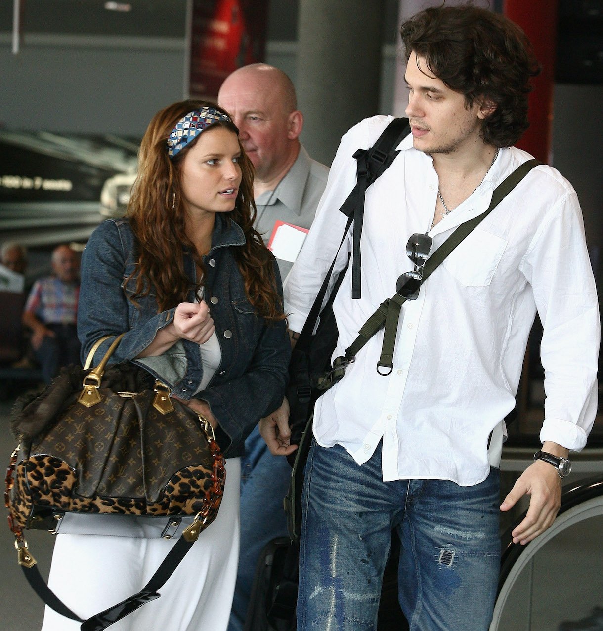 John Mayer and Jessica Simpson at Perth Airport