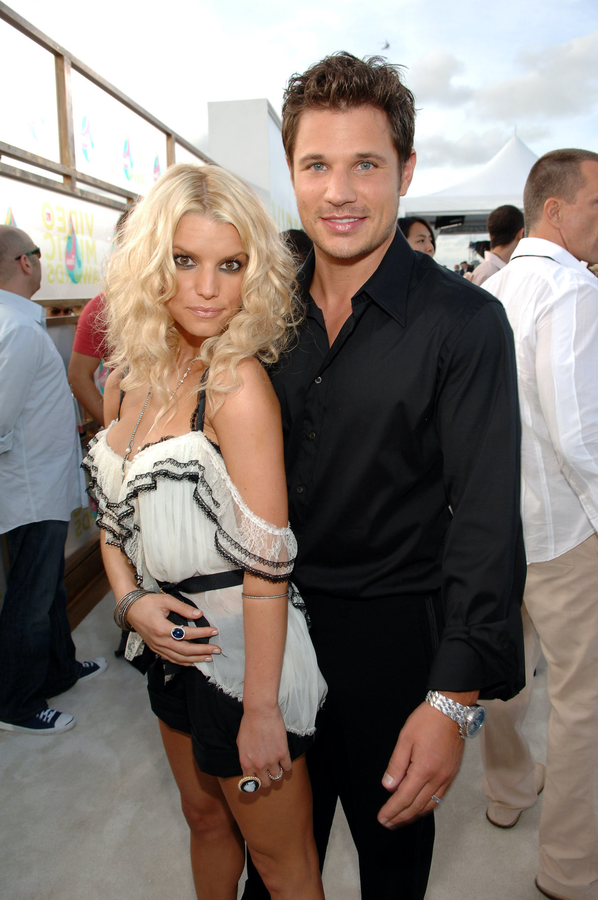 Nick Lachey and Jessica Simpson during 2005 MTV Video Music Awards