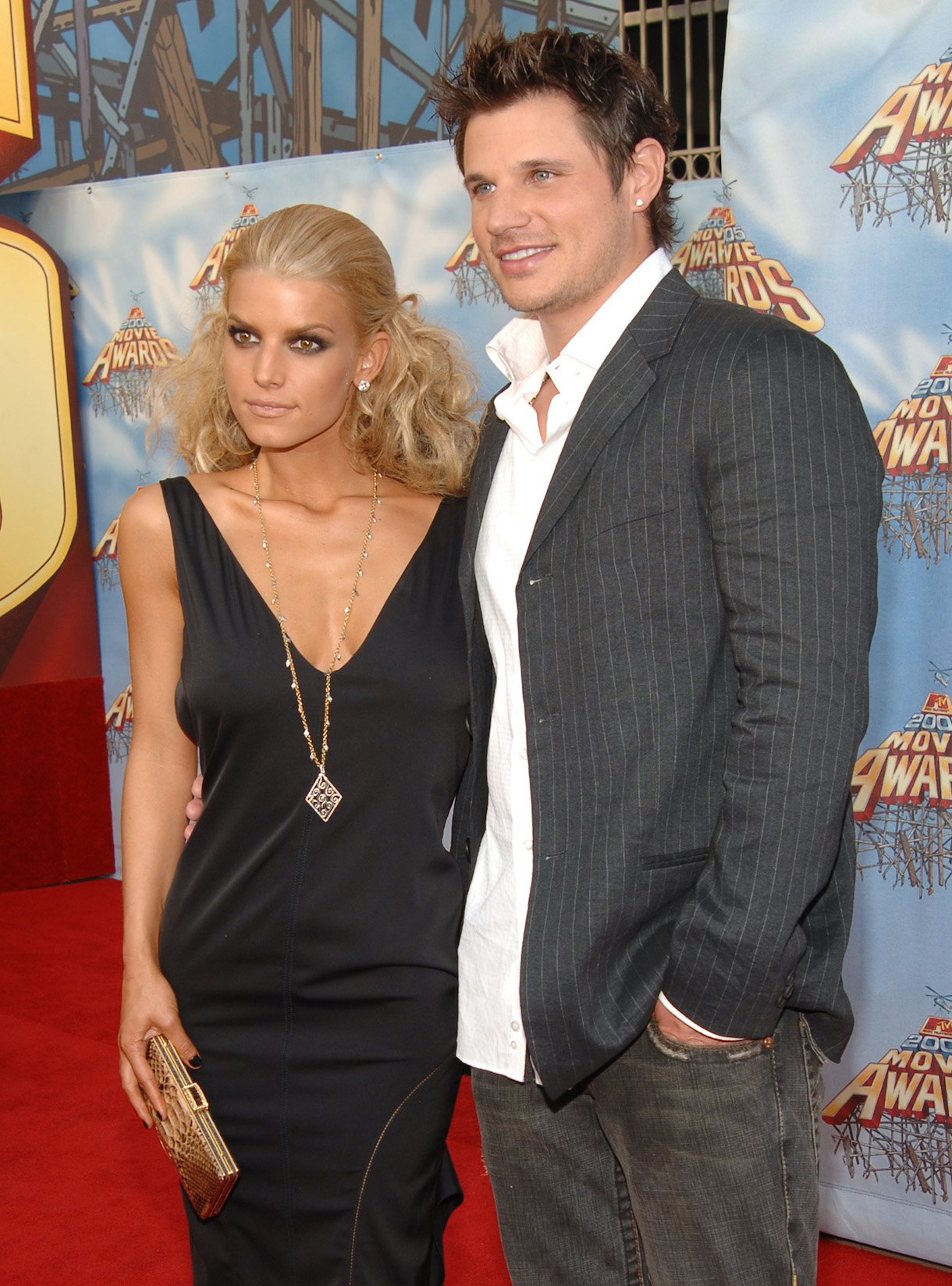 Jessica Simpson and Nick Lachey during 2005 MTV Movie Awards