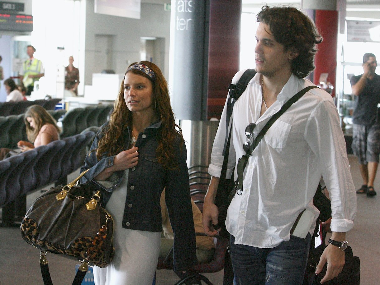 John Mayer and Jessica Simpson at Perth Airport