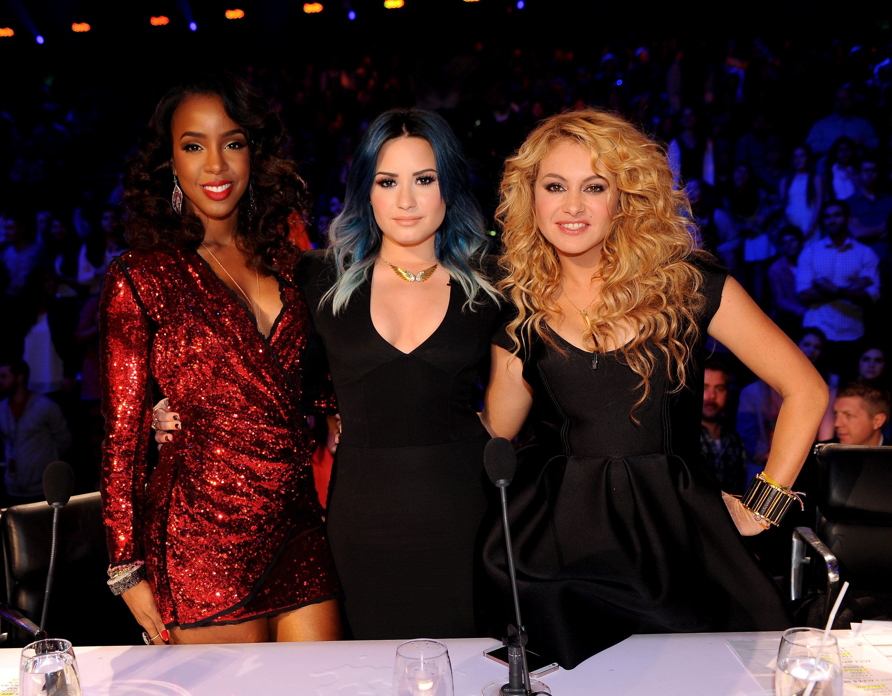 Kelly Rowland, Demi Lovato, and Paulina Rubio as judges of 'The X-Factor'