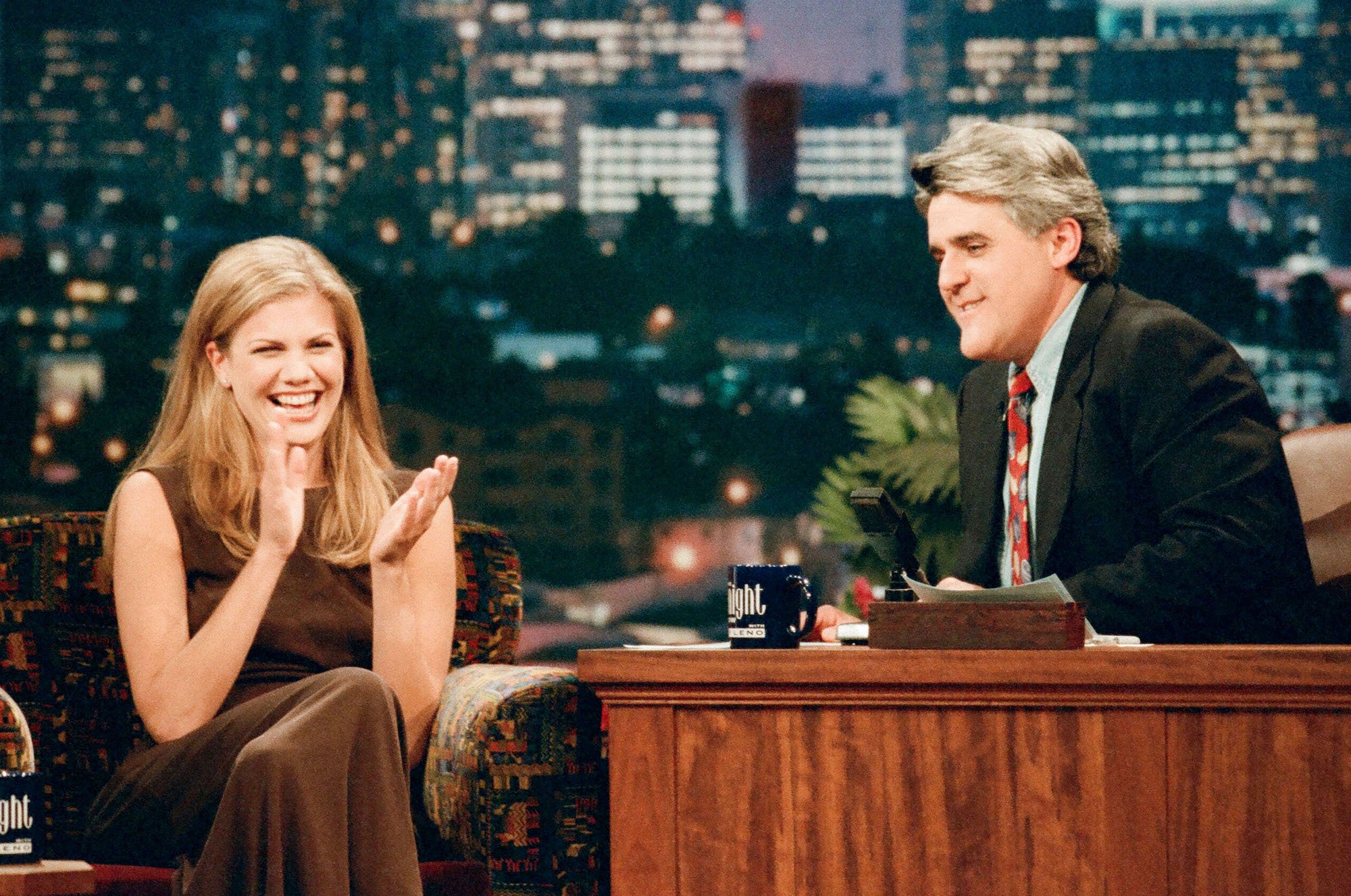 Kristen Johnson during an interview with host Jay Leno