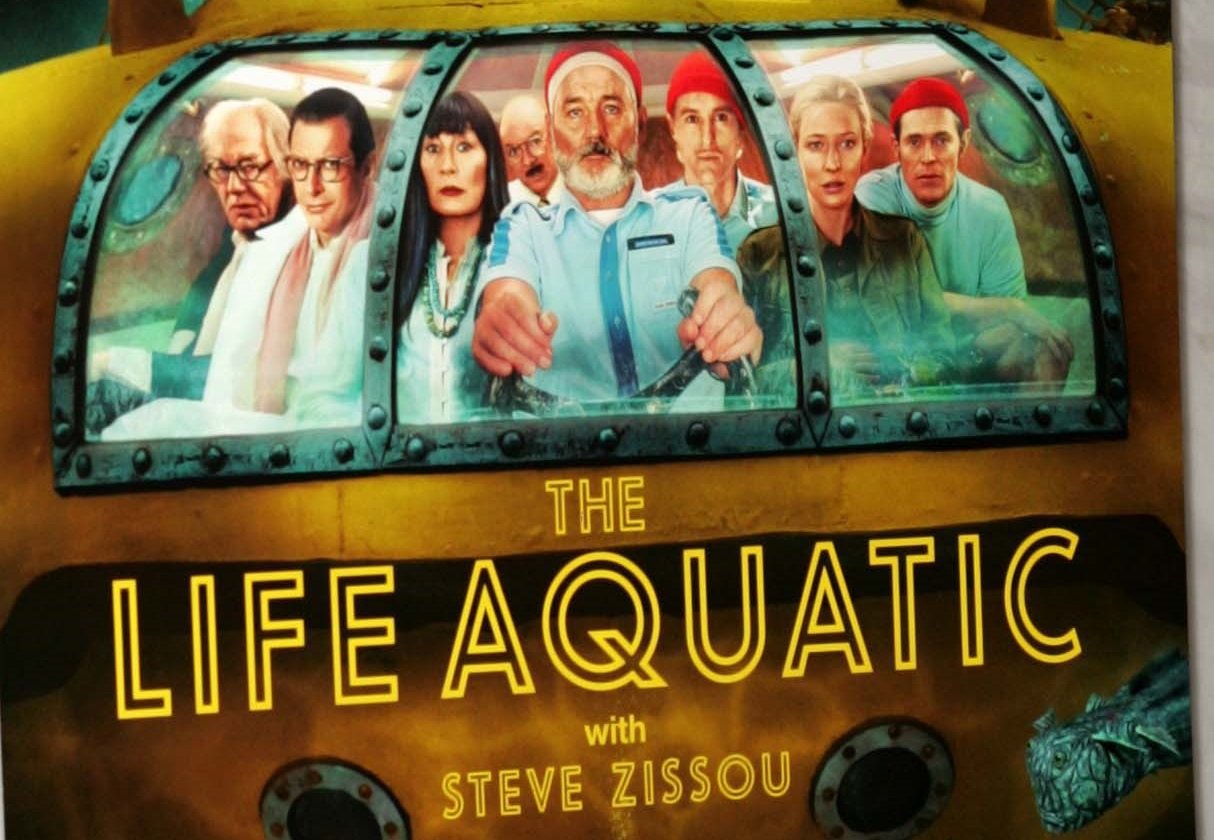 Closeup of 'The Life Aquatic with Steve Zissou' film poster