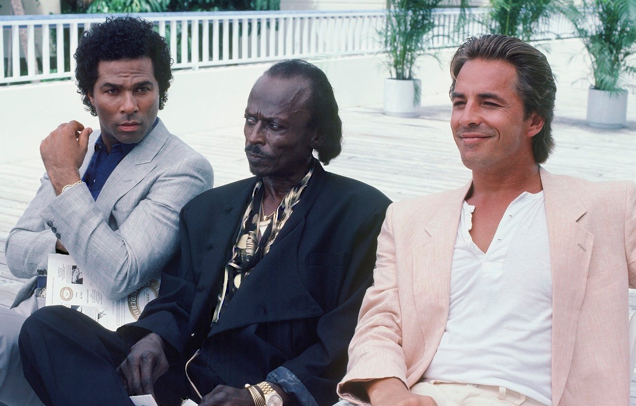 Miles Davis with Philip Michael Thomas and Don Johnson in 'Miami Vice'