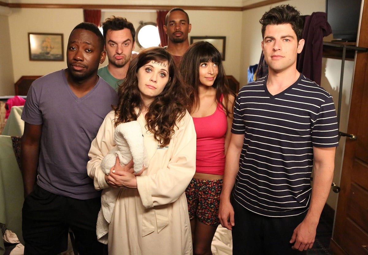 The 'New Girl' cast in pajamas looking disheveled