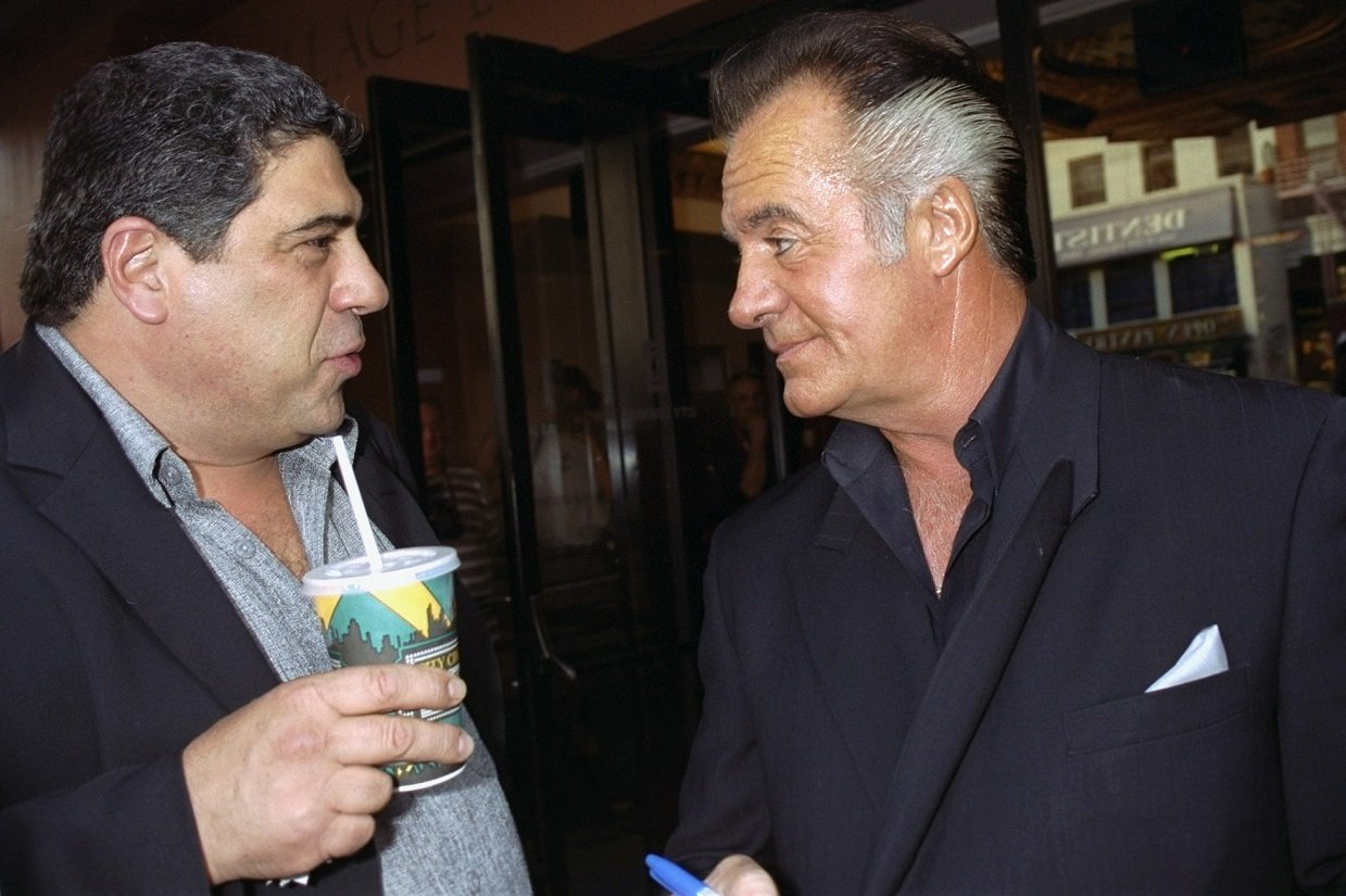 Vincent Pastore speaking with Tony Sirico at a film premiere