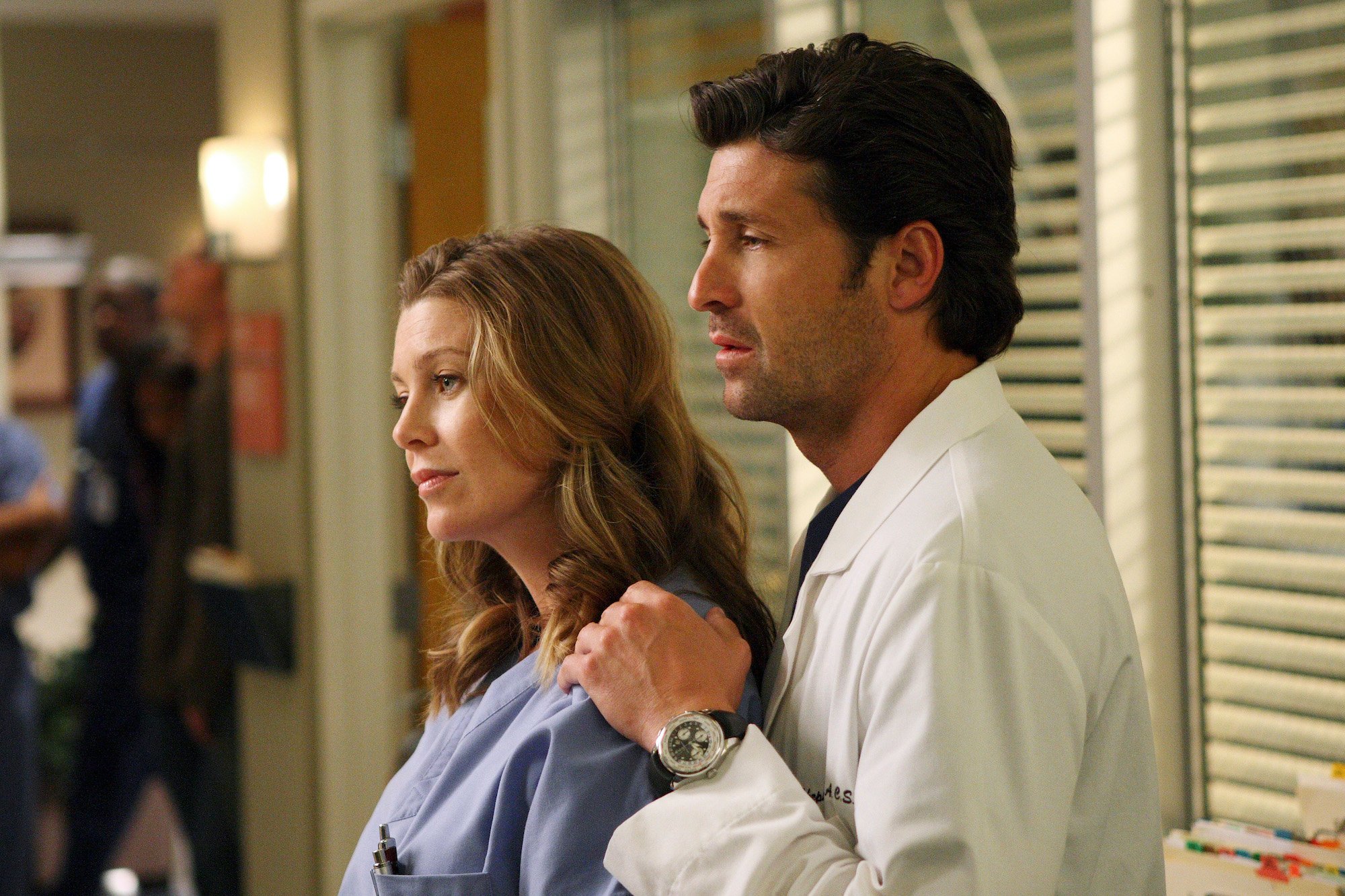 Ellen Pompeo and Patrick Dempsey as Meredith and Derek