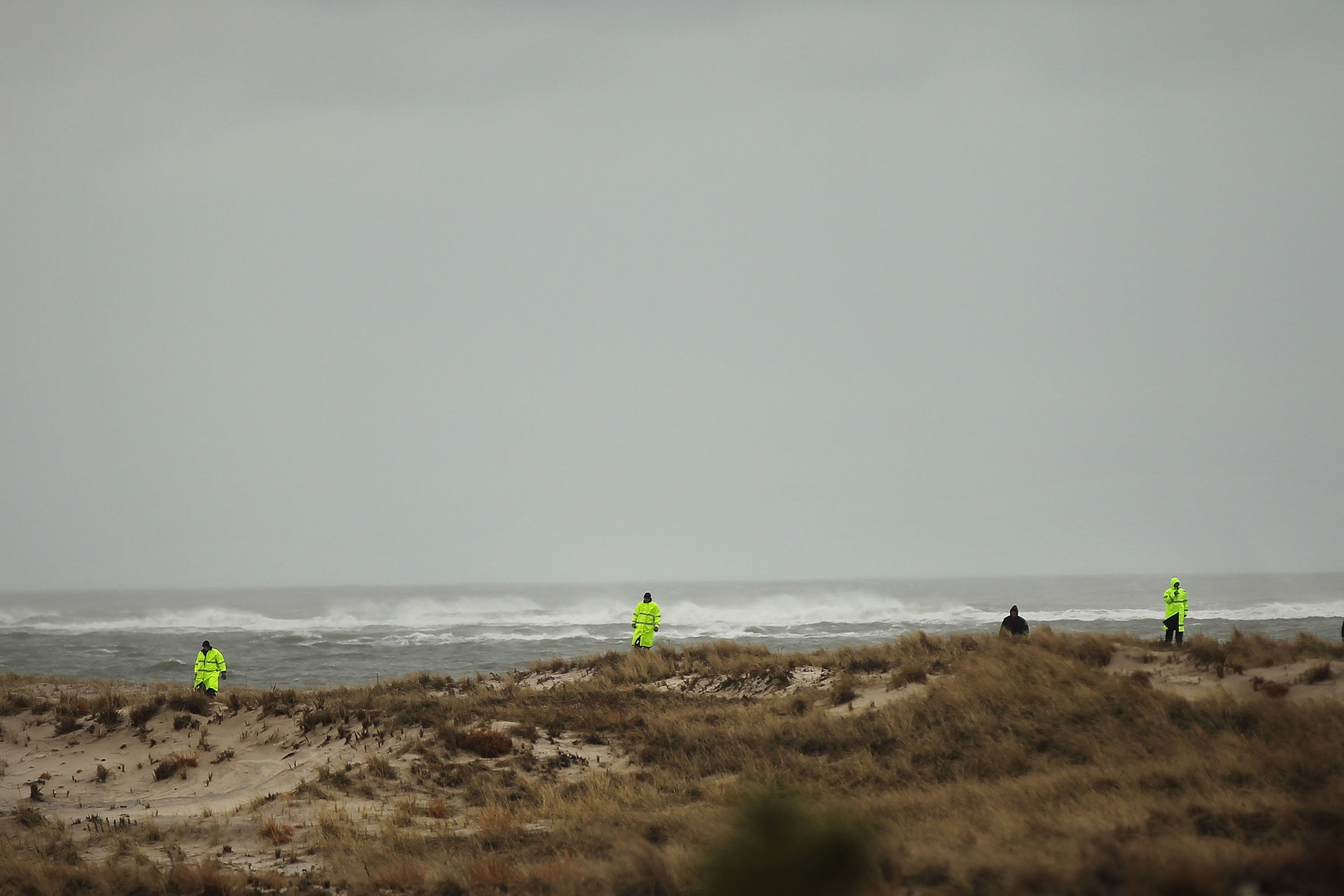 Police searching a beach on Long Island