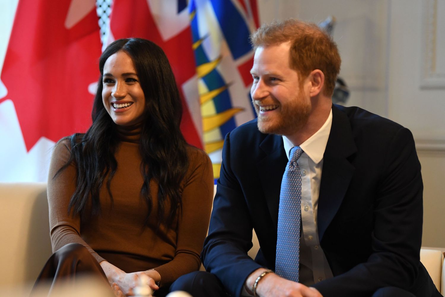 Prince Harry, Duke of Sussex and Meghan, Duchess of Sussex during their visit to Canada House in 2020