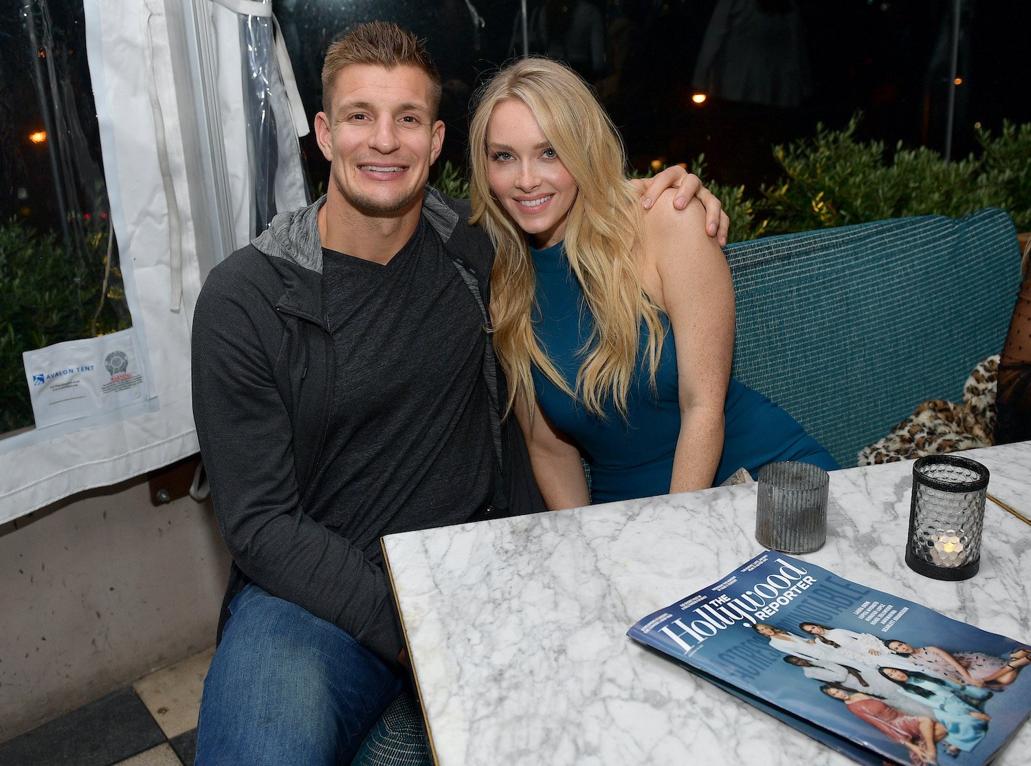 Rob Gronkowski and Camille Kostek attend the Hollywood Foreign Press Association and The Hollywood Reporter Celebration of the 2020 Golden Globe Awards Season