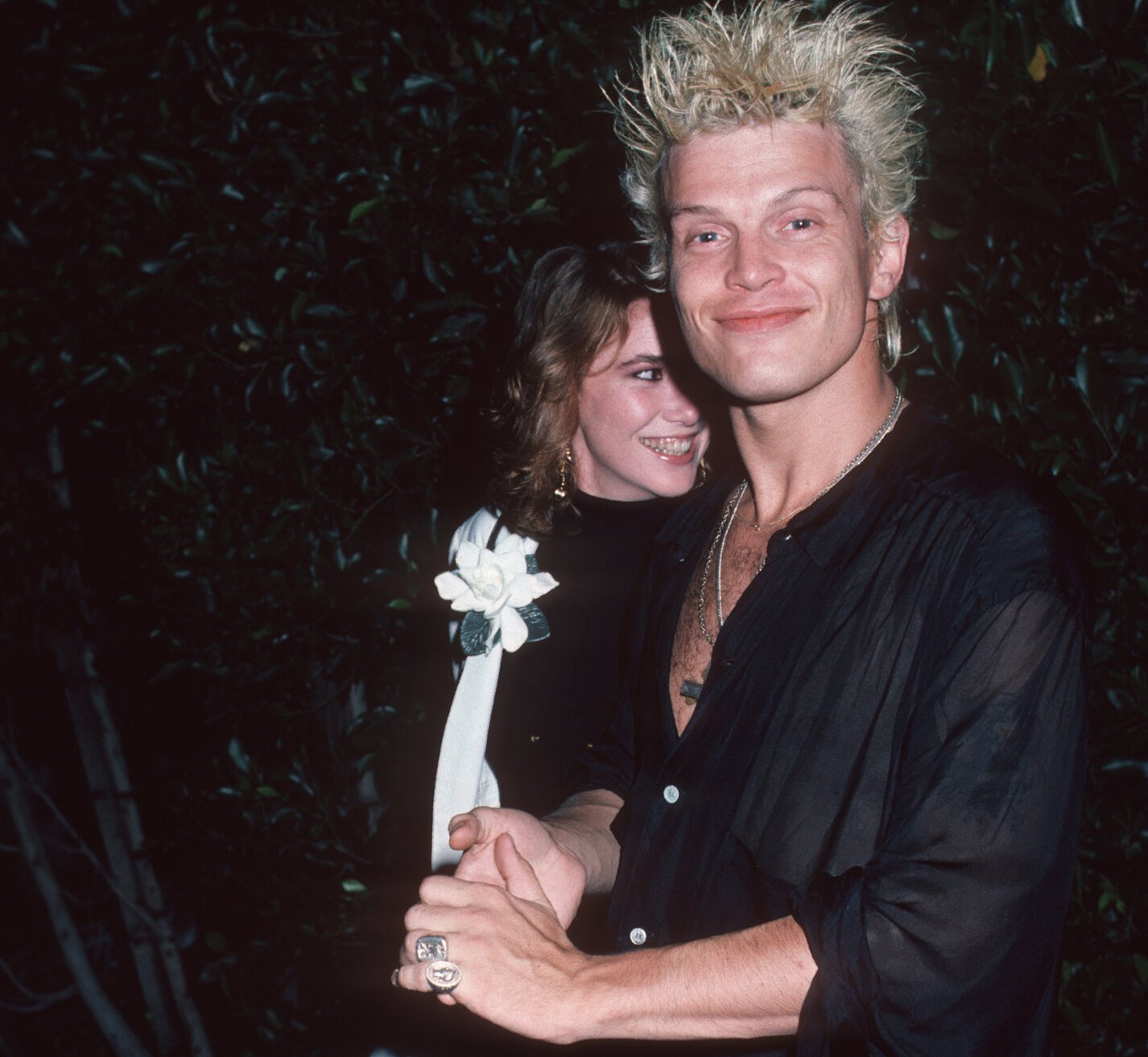 Melissa Gilbert and Billy Idol after a date at Le Dome Restaurant in West Hollywood, 1986