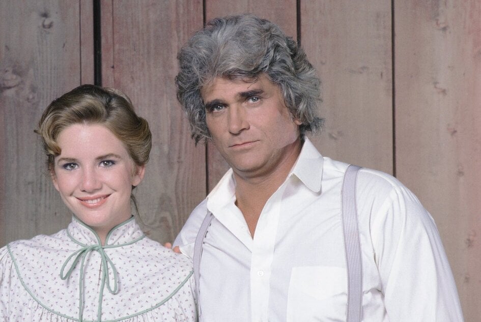Melissa Gilbert and Michael Landon in Little House: A New Beginning as Laura Ingalls Wilder and Charles Ingalls. 