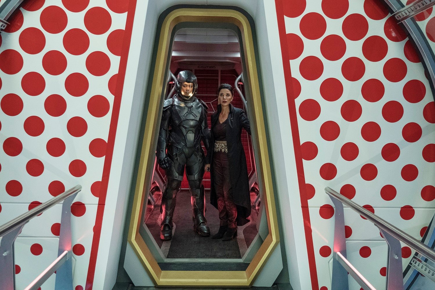 Frankie Adams as Bobbie Draper, Shohreh Aghdashloo as Chrisjen Avasarala on The Expanse 