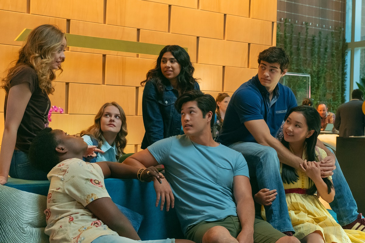 (L-R): Ross Butler as Trevor, Noah Centineo as Peter Kavinsky, and Lana Condor as Lara Jean Covey in 'To All the Boys: Always and Forever'