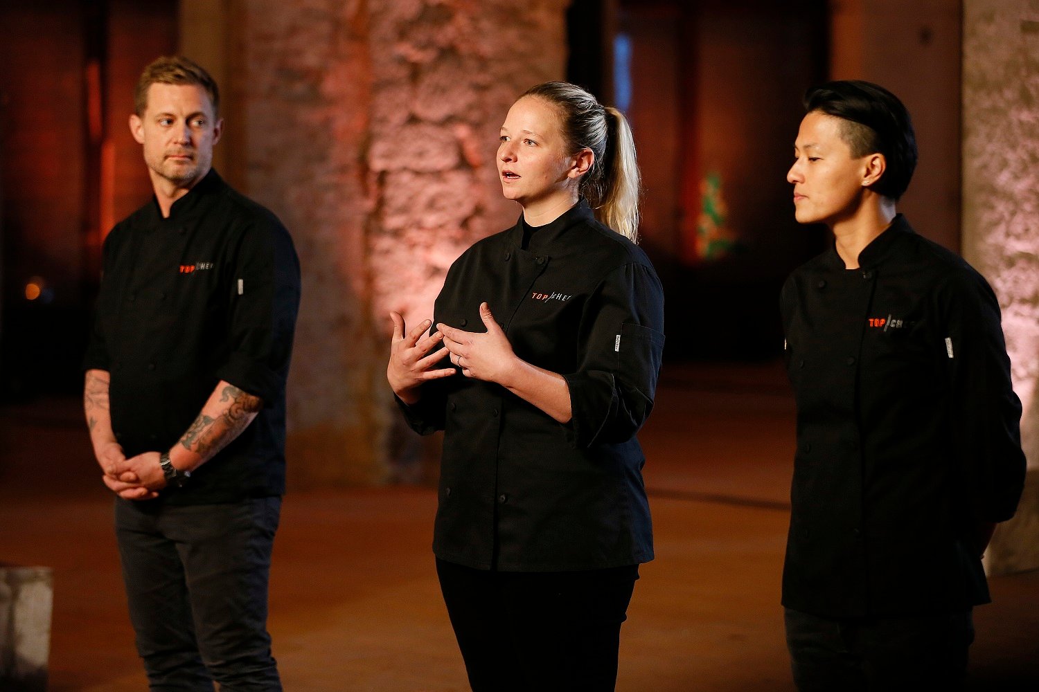 Bryan Voltaggio, Stephanie Cmar, Melissa King on Top Chef 