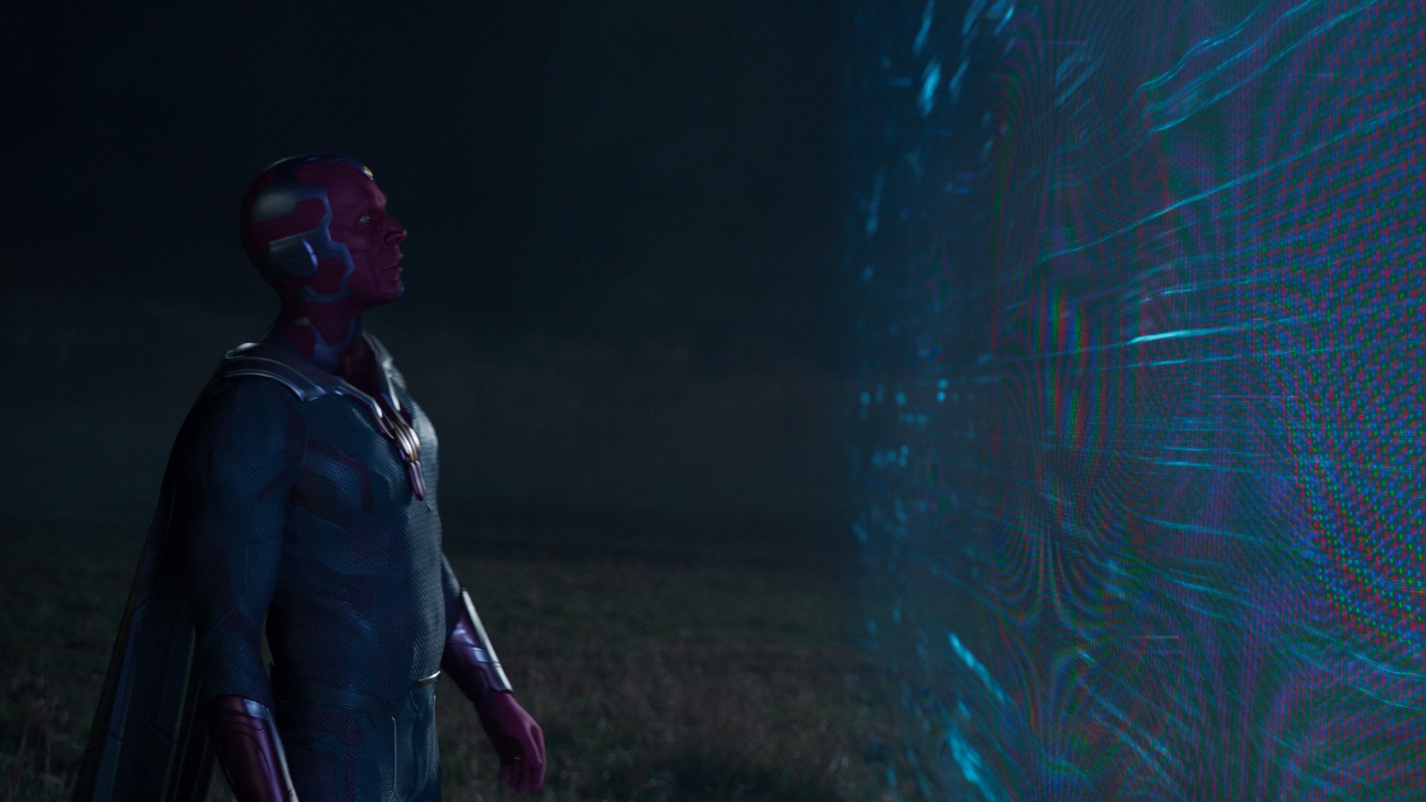 Paul Bettany as Vision in 'WandaVision' Episode 6, almost outside of the Hex