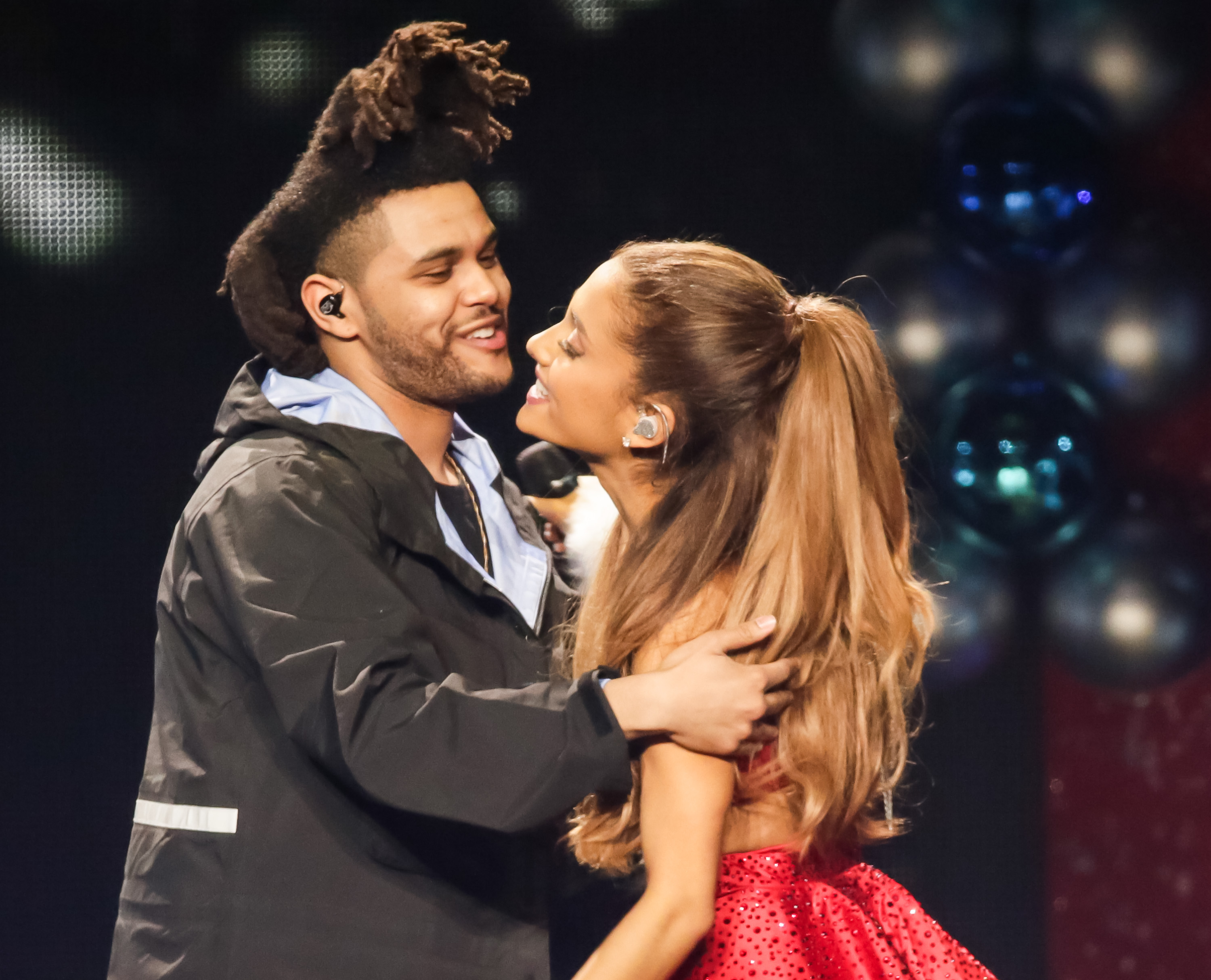 The Weeknd and Ariana Grande on stage