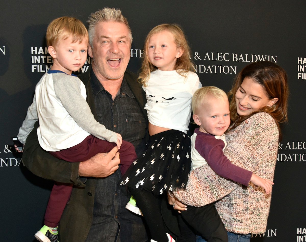 Alec Baldwin and Hilaria Baldwin with their children on Oct. 6, 2018 | Eugene Gologursky/Getty Images for Hamptons International Film Festival