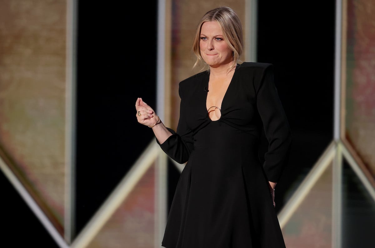 Co-host Amy Poehler speaks onstage at the 78th Annual Golden Globe Awards